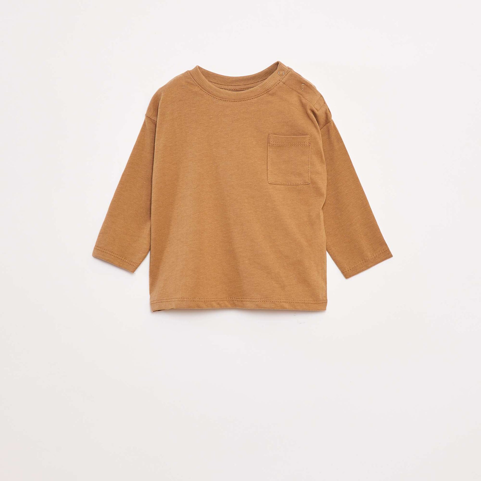 T-shirt manches longues et poche poitrine BEIGE