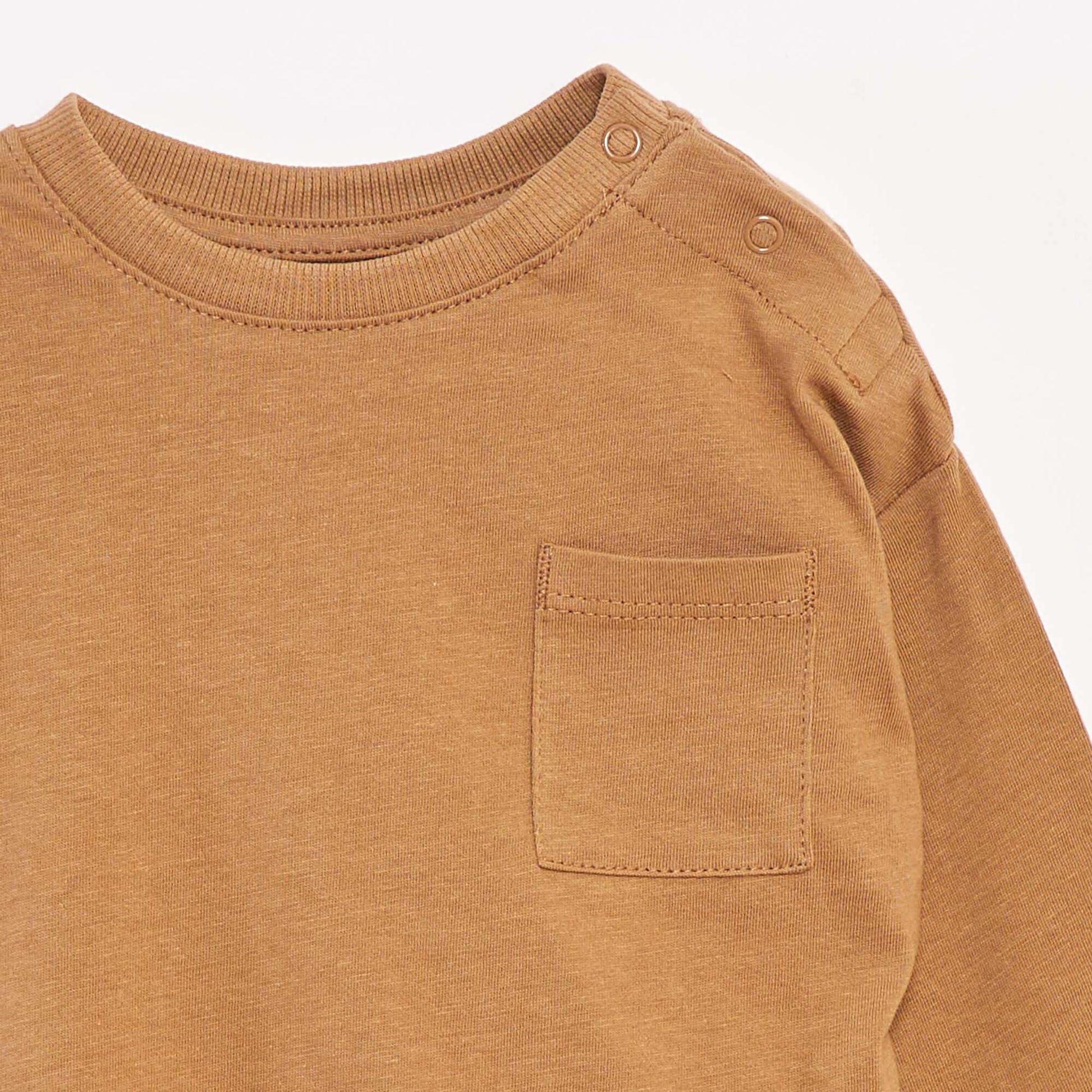T-shirt manches longues et poche poitrine BEIGE
