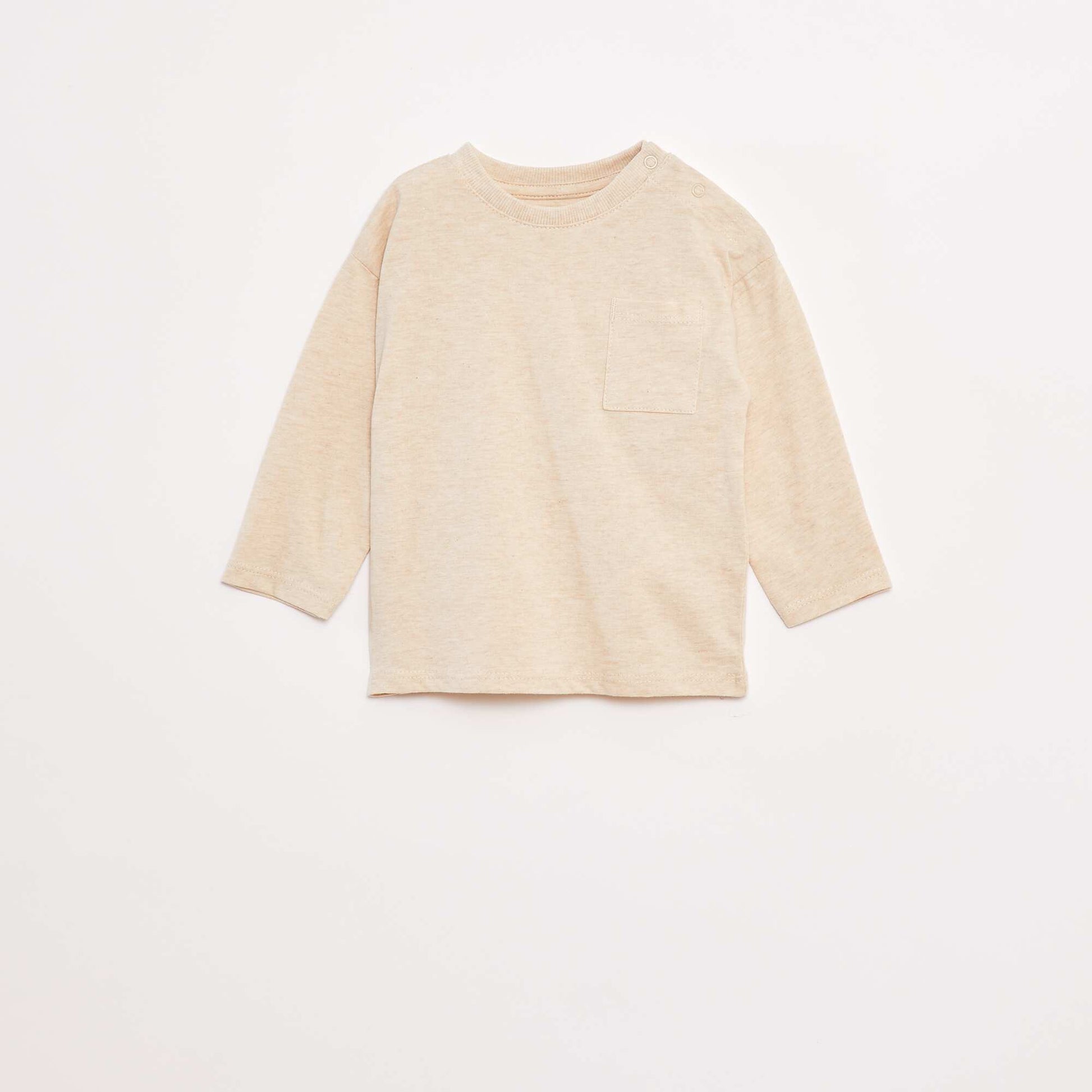 T-shirt manches longues et poche poitrine BEIGE