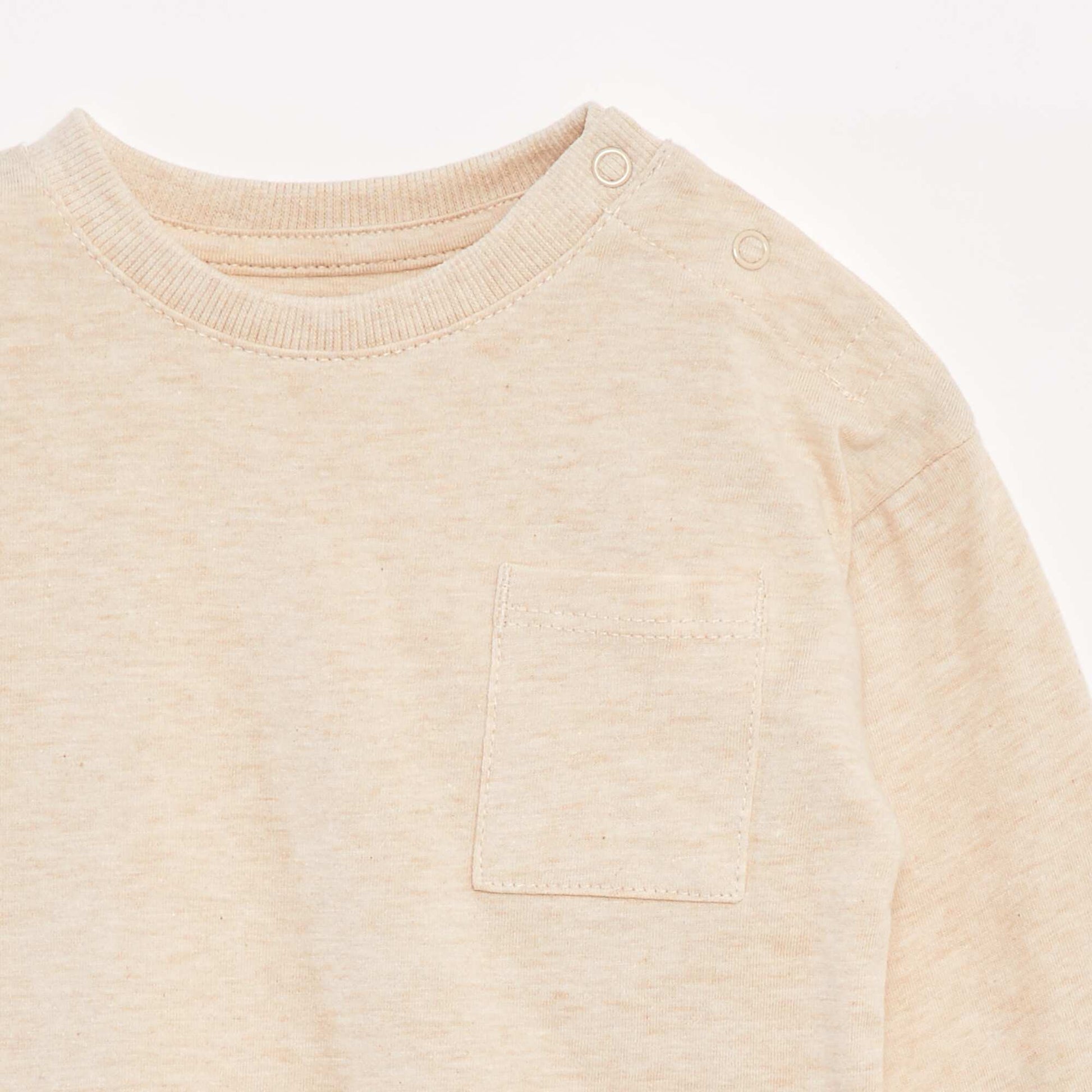 T-shirt manches longues et poche poitrine BEIGE