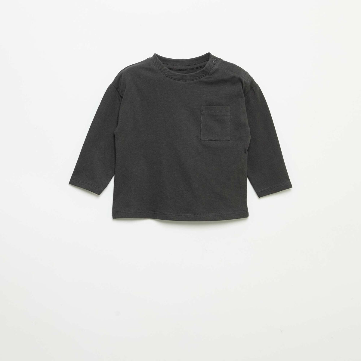 T-shirt manches longues et poche poitrine NOIR
