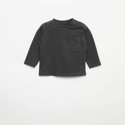 T-shirt manches longues et poche poitrine NOIR