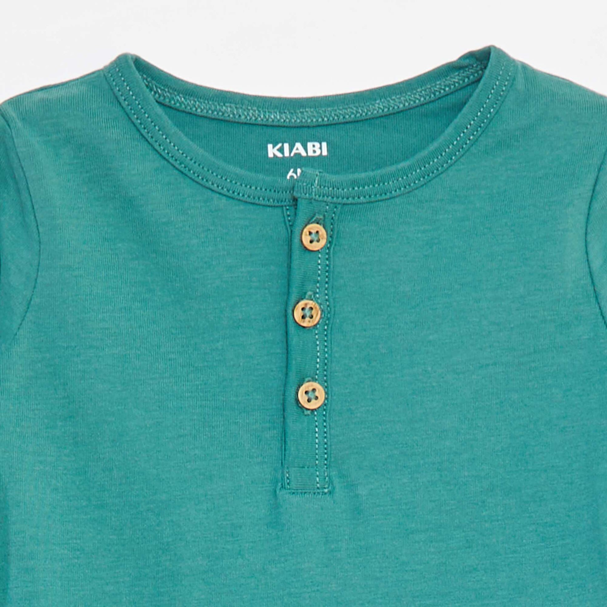 T-shirt à col tunisien VERT