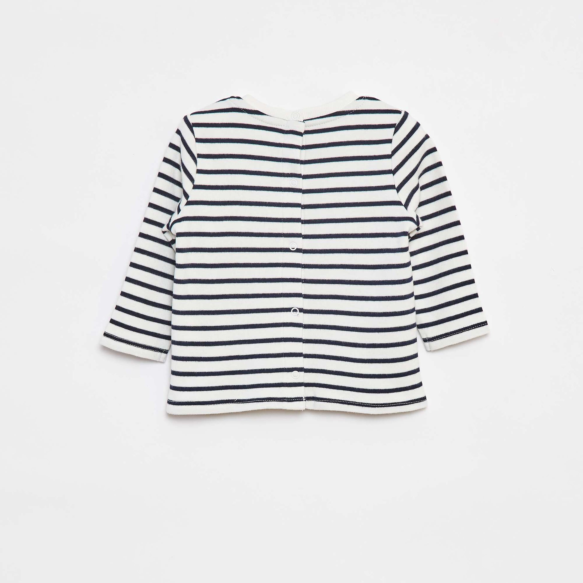 T-shirt manches longues avec 'bonjour' brodé sur la poitrine BLANC