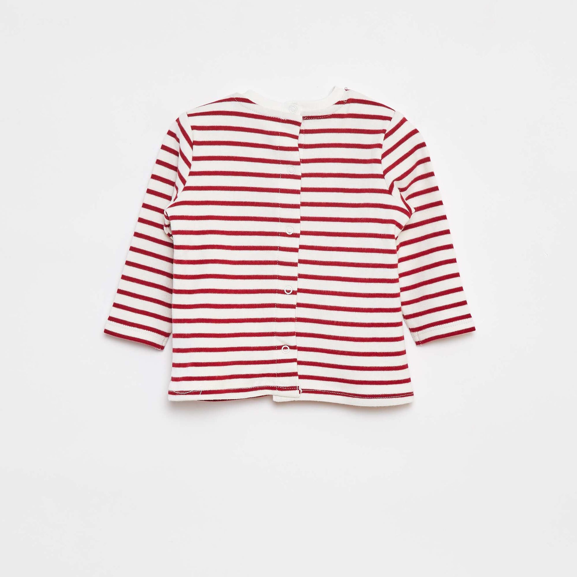 T-shirt manches longues avec 'bonjour' brodé sur la poitrine BLANC