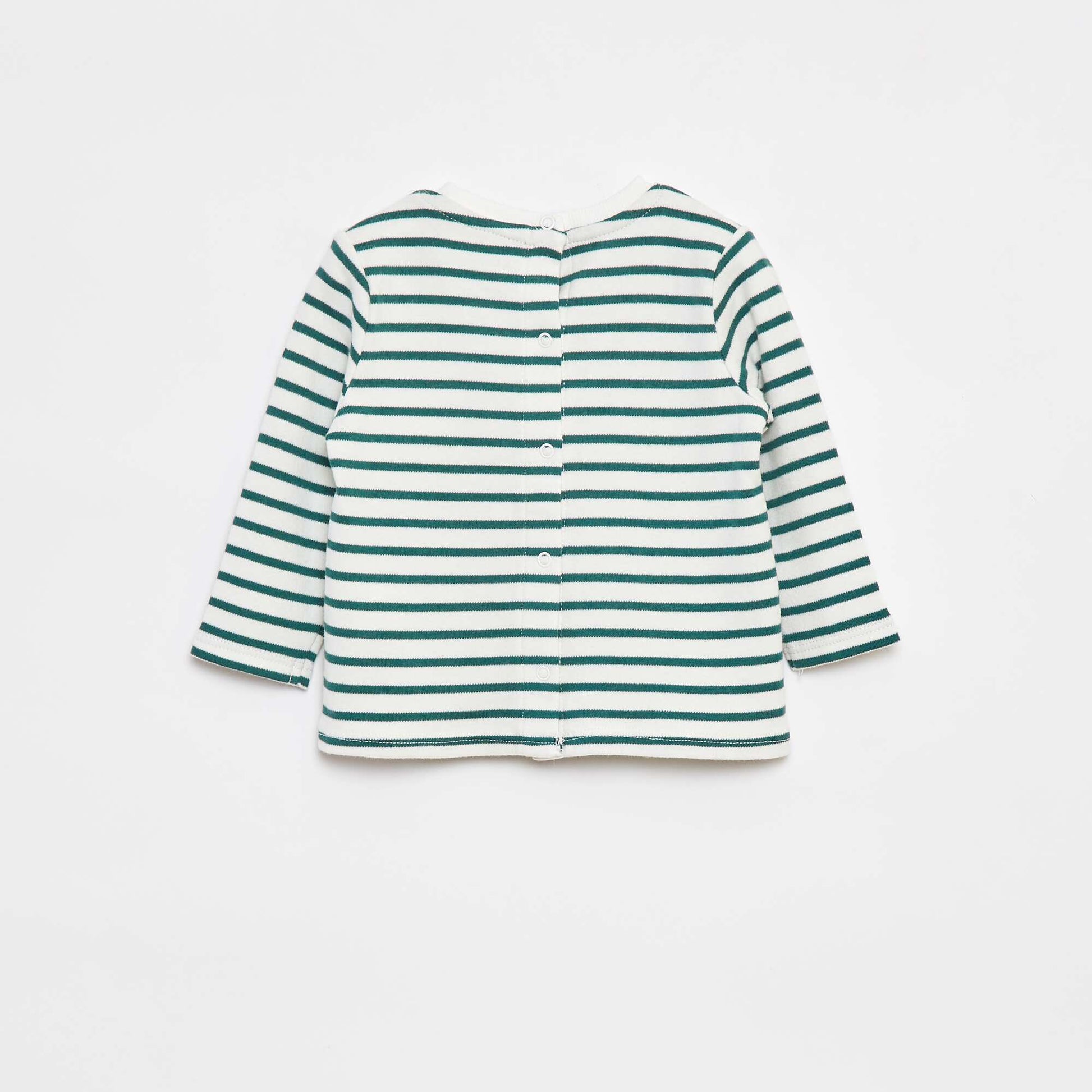 T-shirt manches longues avec 'bonjour' brodé sur la poitrine BLANC