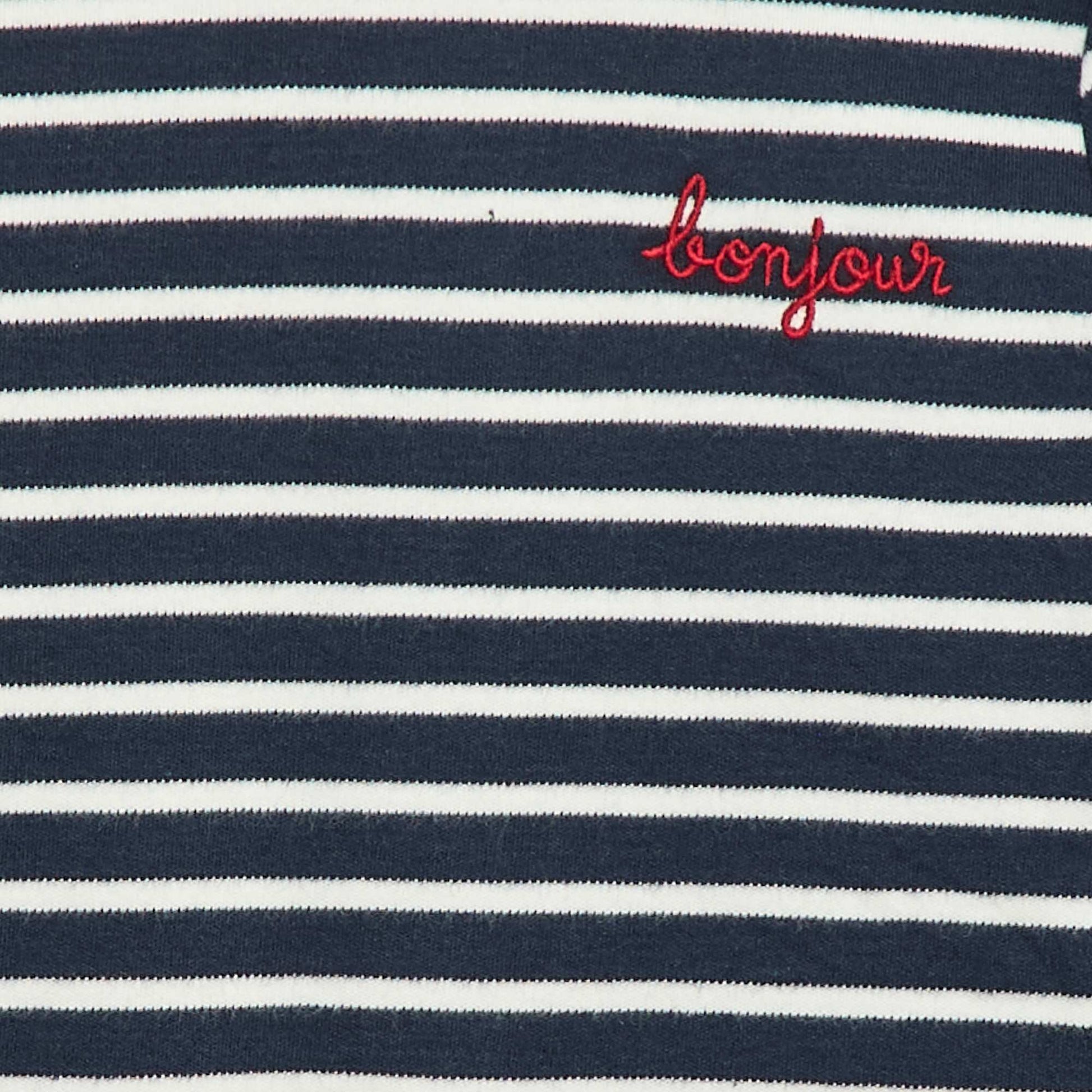 T-shirt manches longues avec 'bonjour' brodé sur la poitrine BLANC