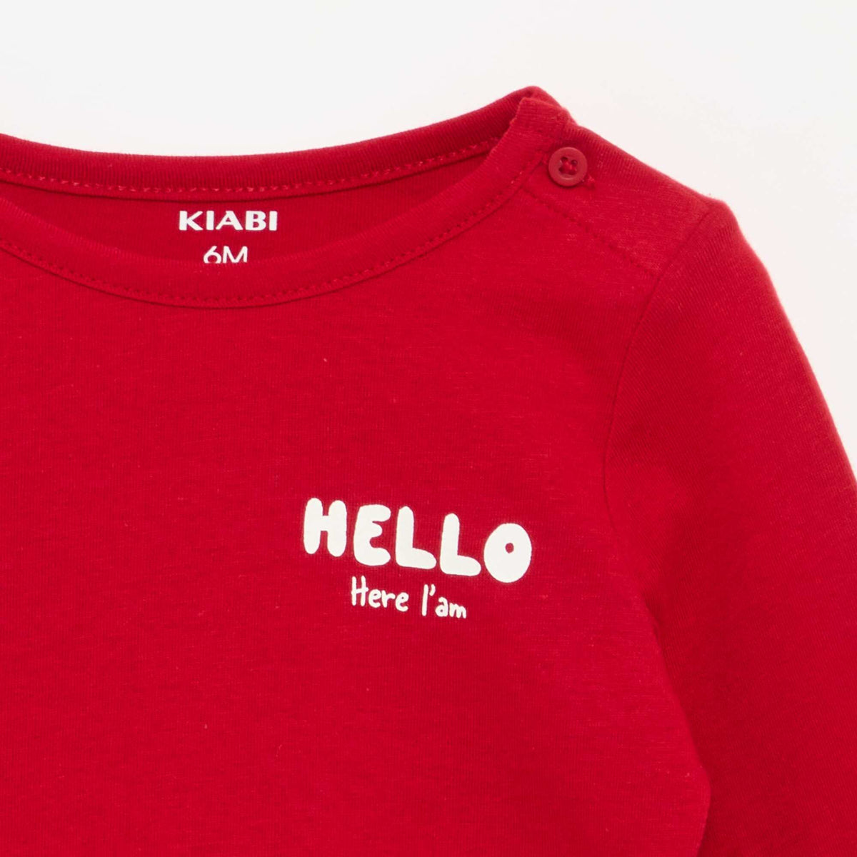 T-shirt imprimé à manches longues ROUGE