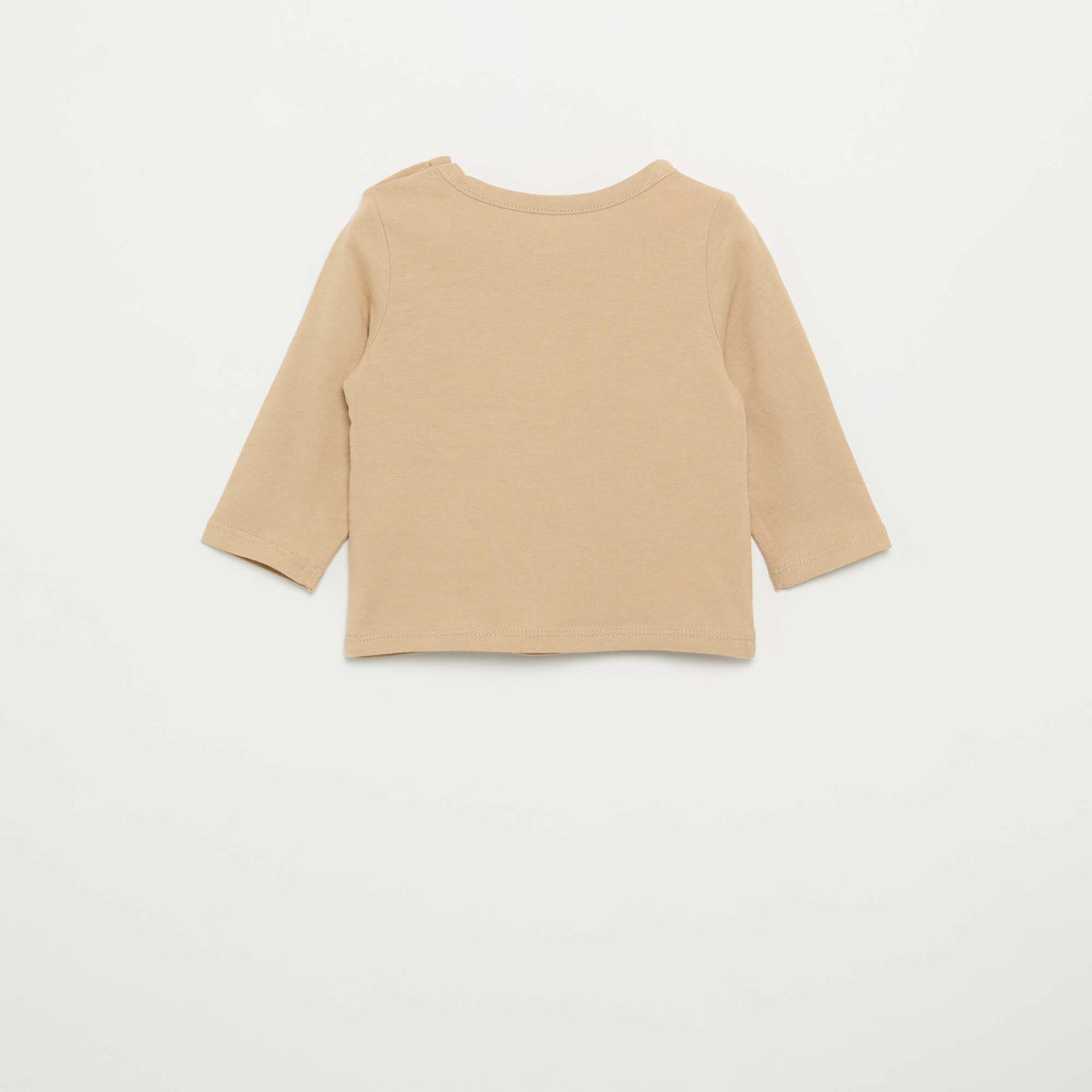 T-shirt imprimé à manches longues BEIGE