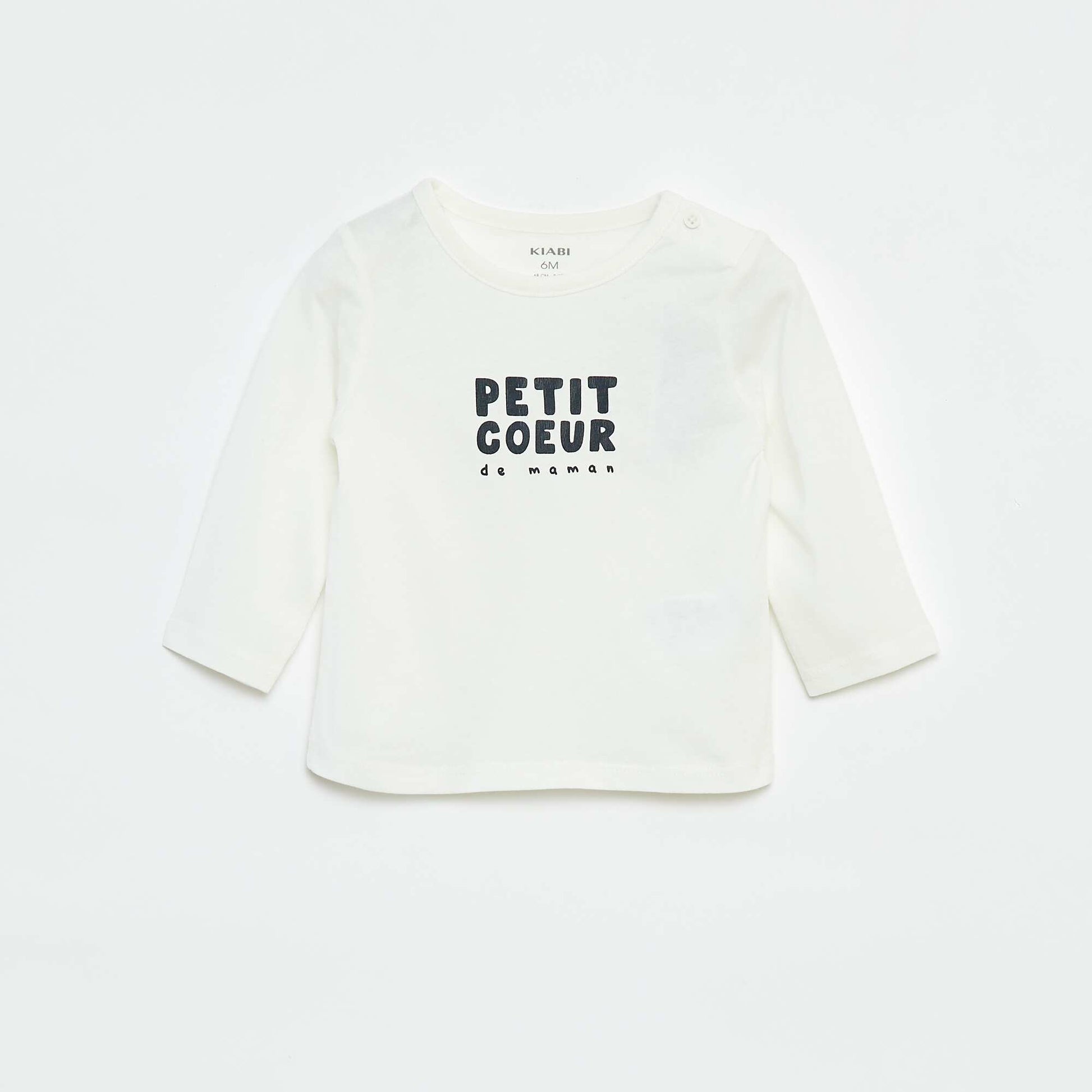 T-shirt imprimé à manches longues BLANC