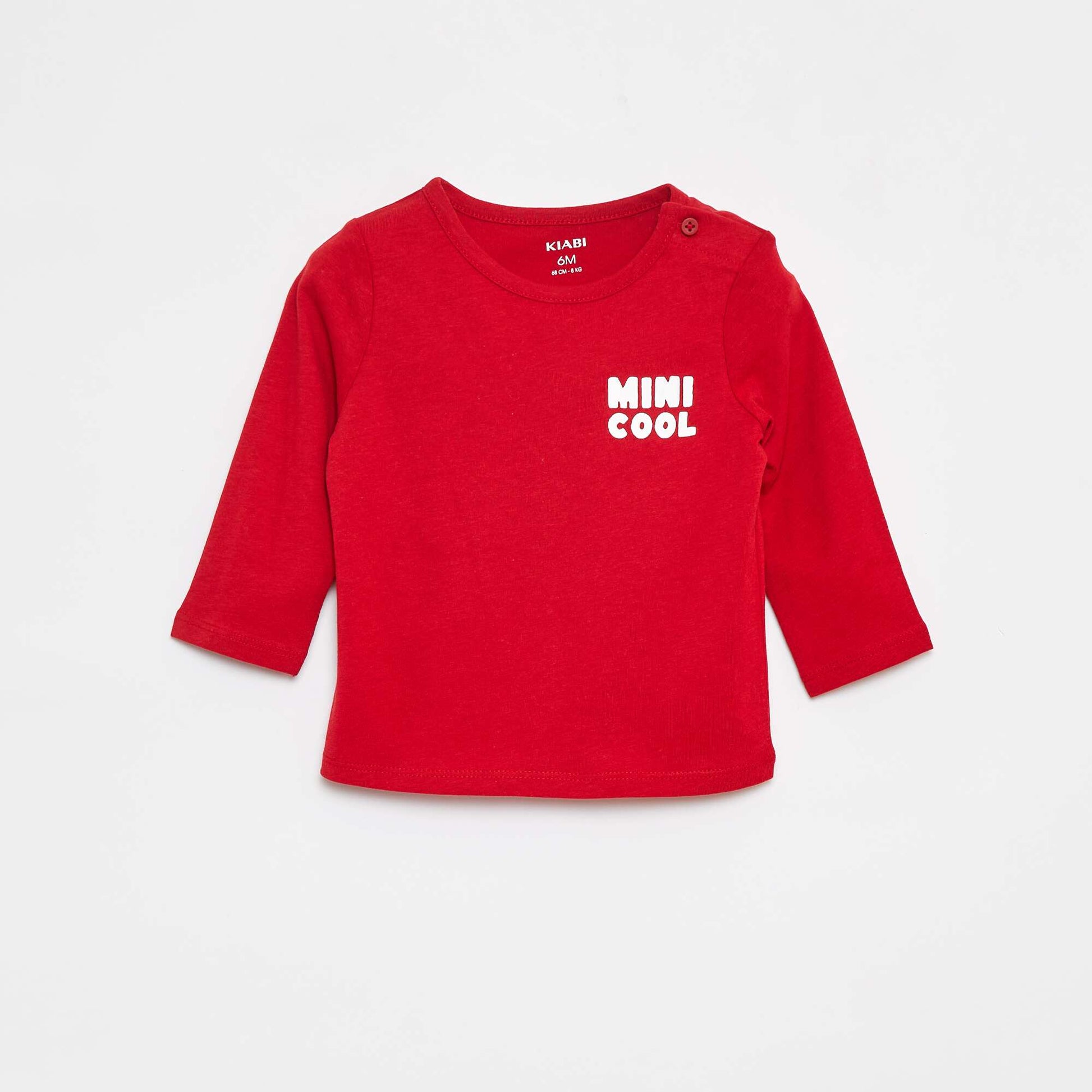 T-shirt imprimé à manches longues ROUGE