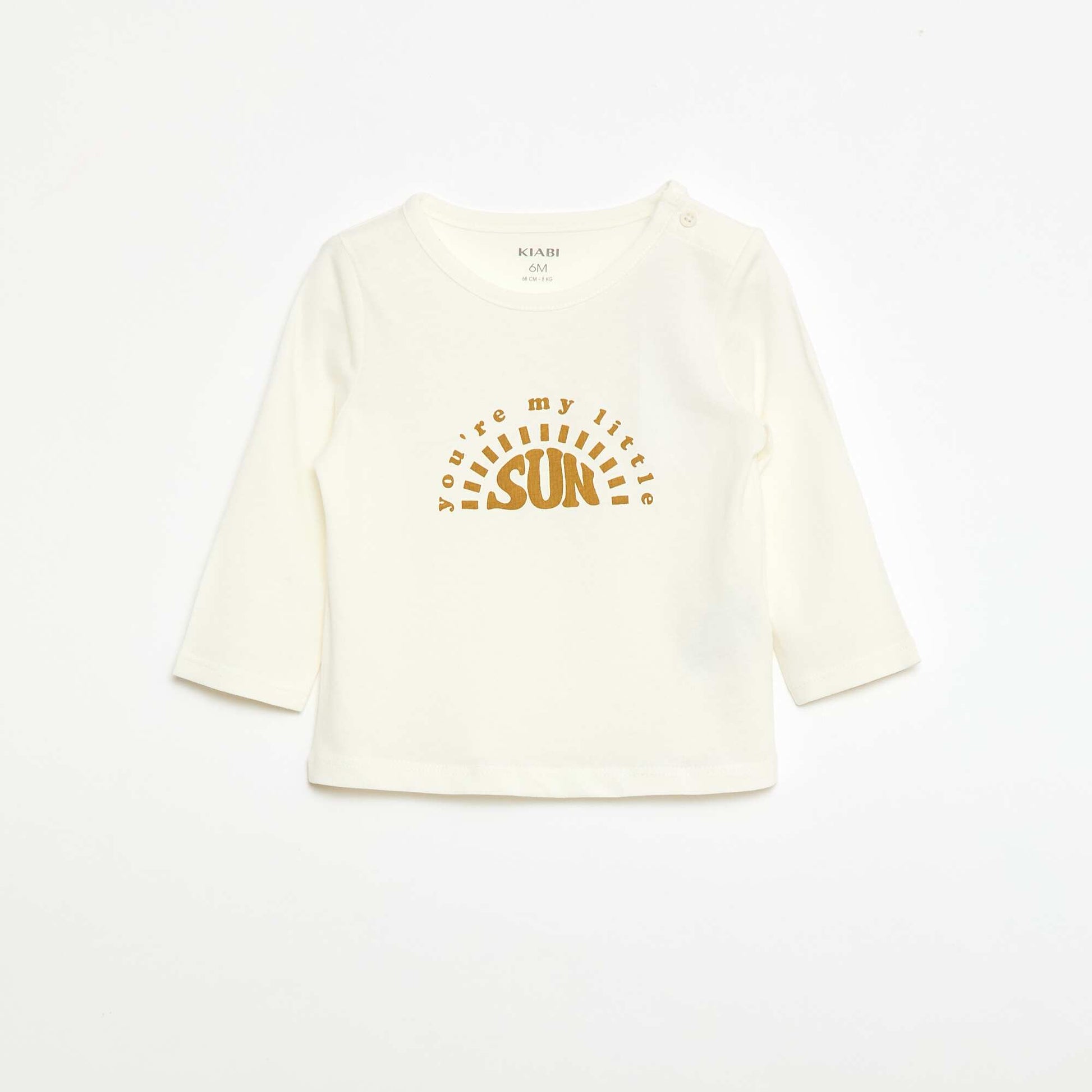 T-shirt imprimé à manches longues BLANC