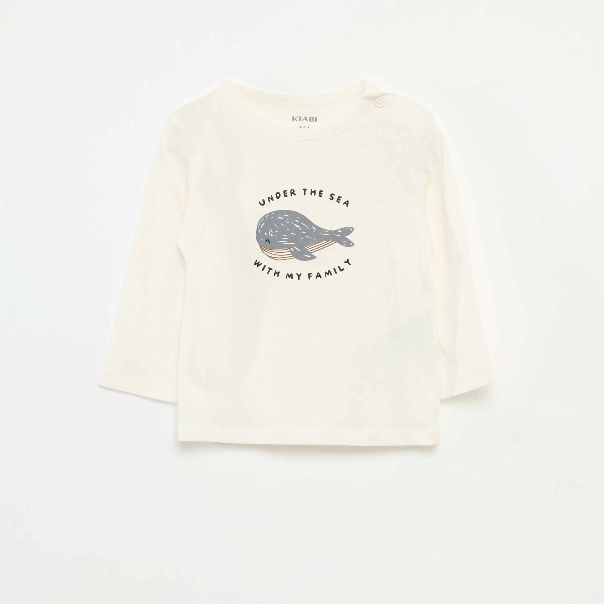 T-shirt à manches longues avec animation BLANC