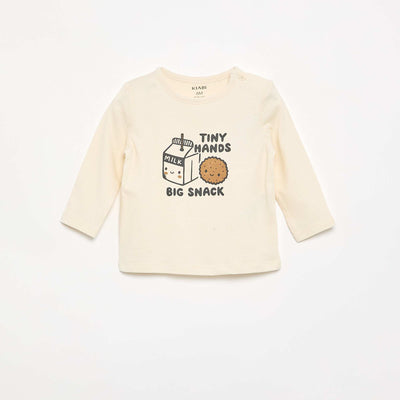 T-shirt à manches longues avec animation BLANC