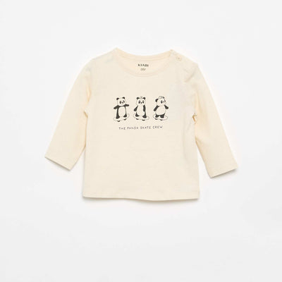 T-shirt à manches longues avec animation BLANC