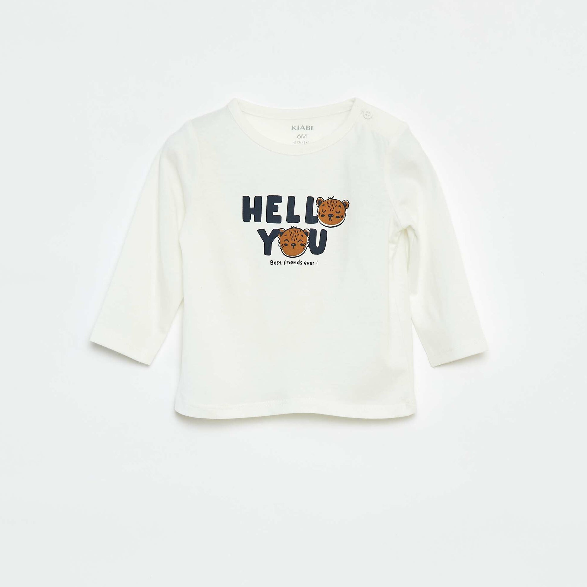 T-shirt à manches longues avec animation BLANC