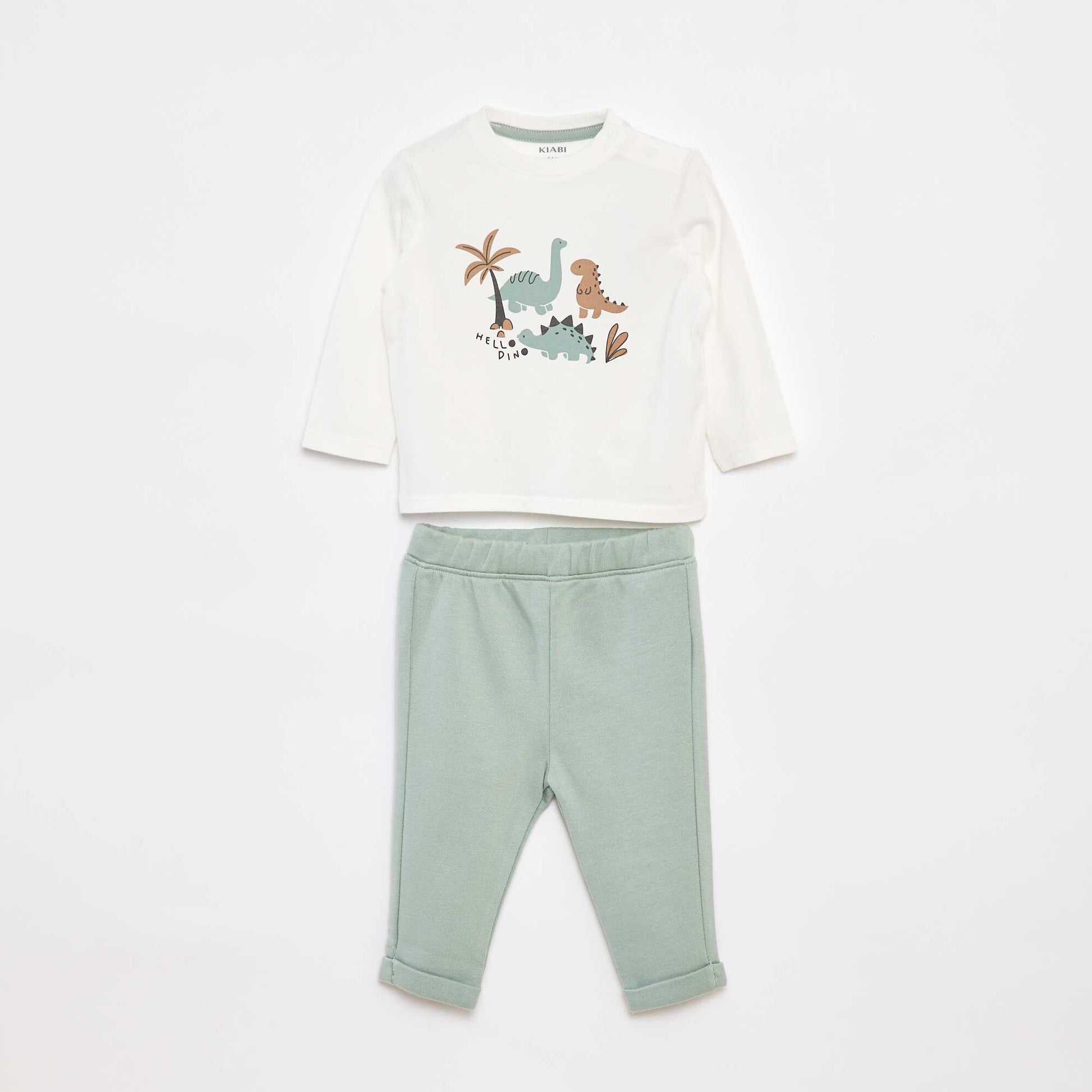 Ensemble t-shirt à manches longues + pantalon - 2 pièces BLANC