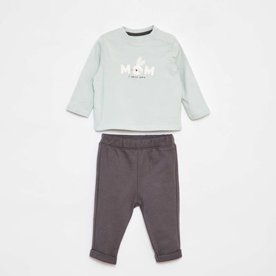 Ensemble t-shirt à manches longues + pantalon - 2 pièces VERT