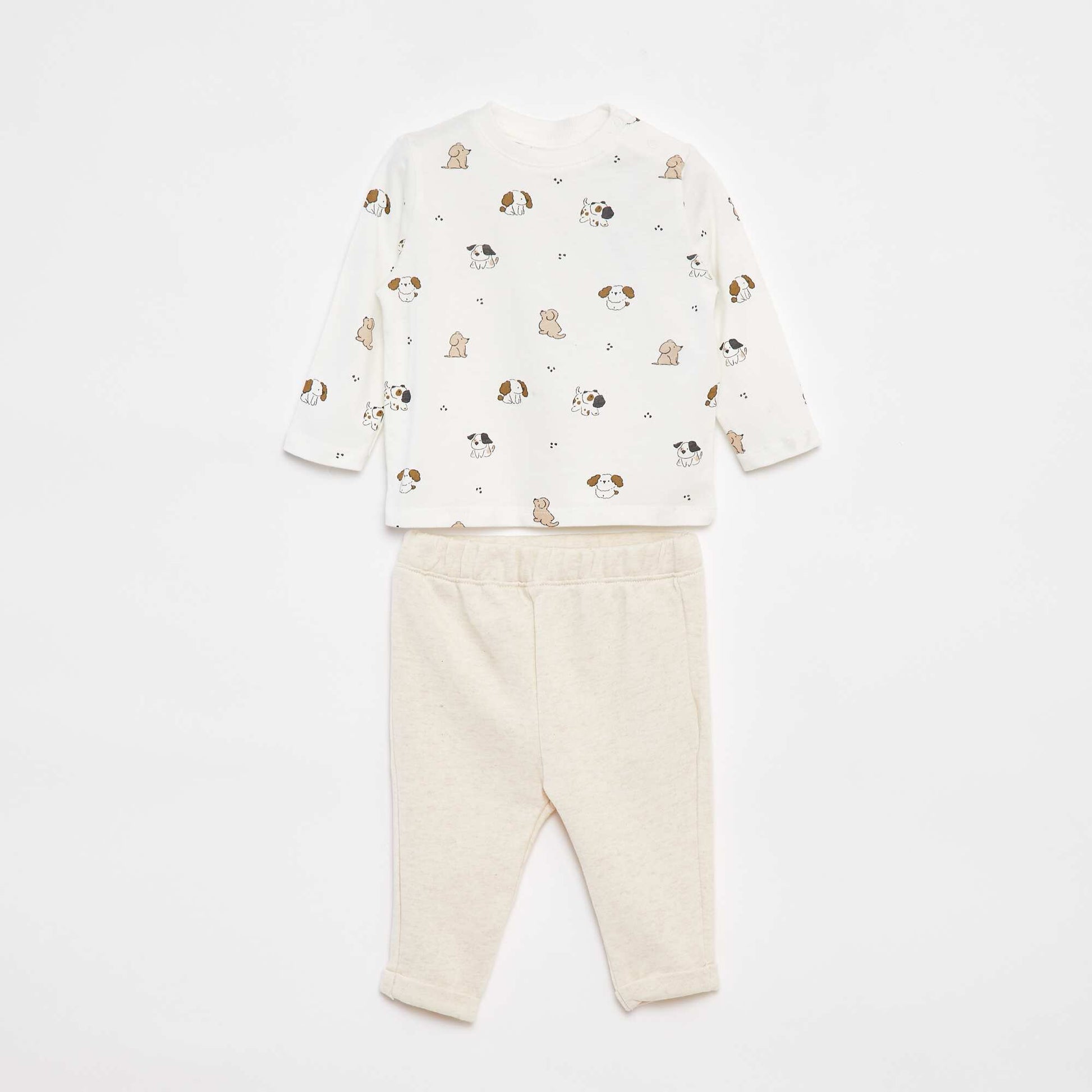 Ensemble t-shirt à manches longues + pantalon - 2 pièces BLANC