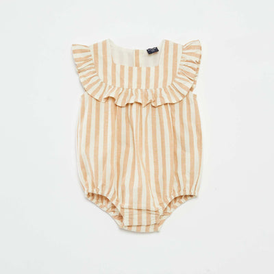 Barboteuse avec plastron volantée BEIGE