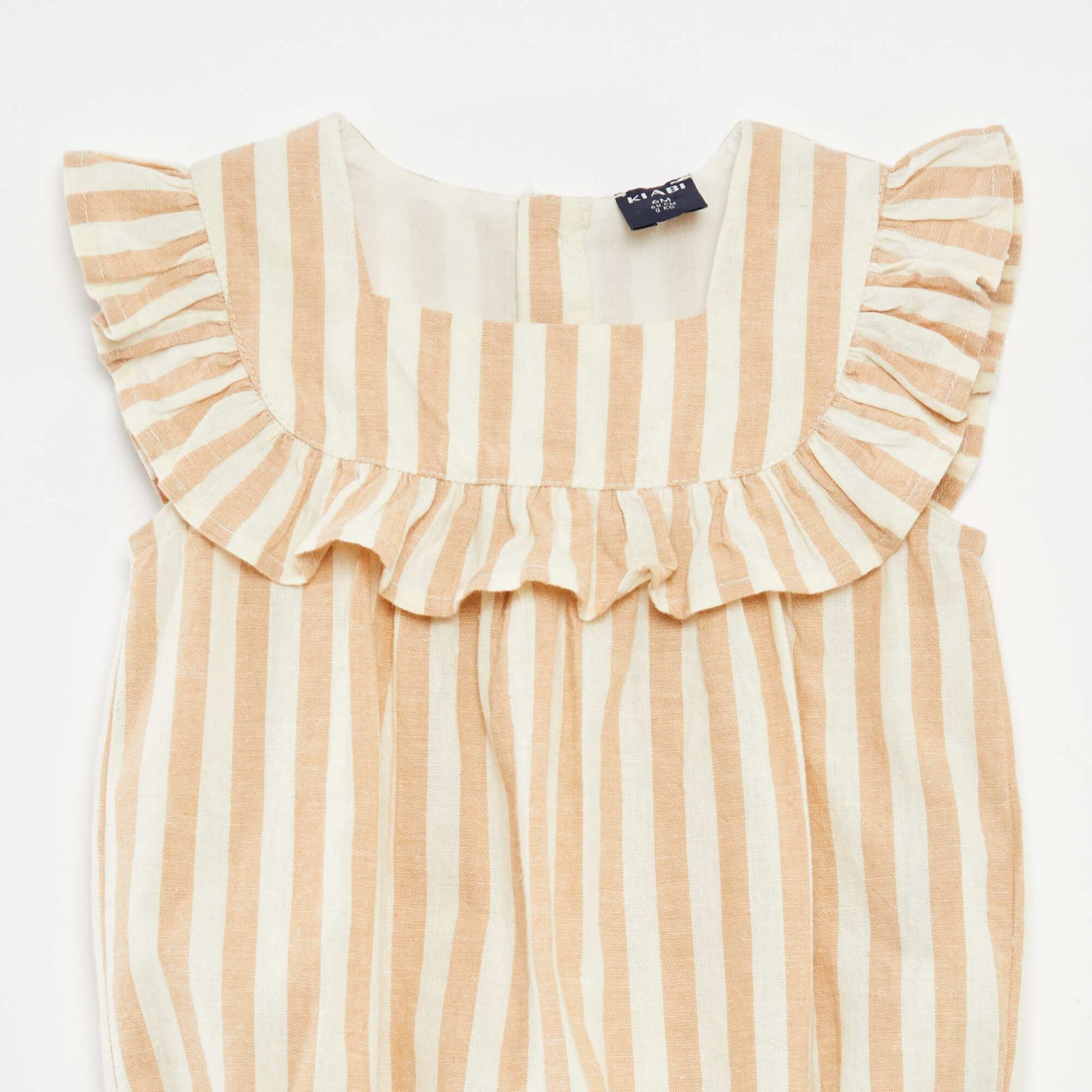 Barboteuse avec plastron volantée BEIGE