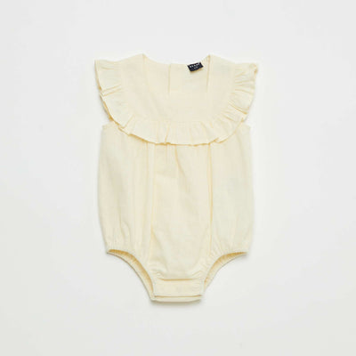 Barboteuse avec plastron volantée BEIGE