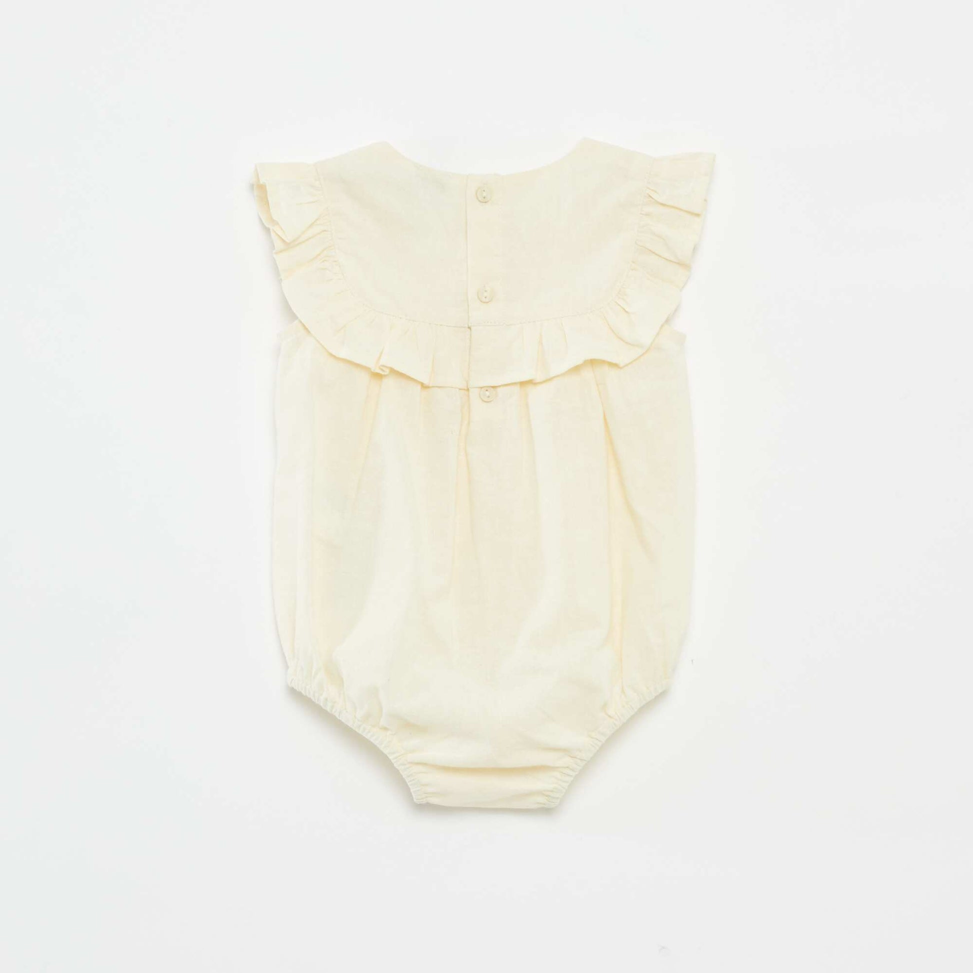 Barboteuse avec plastron volantée BEIGE