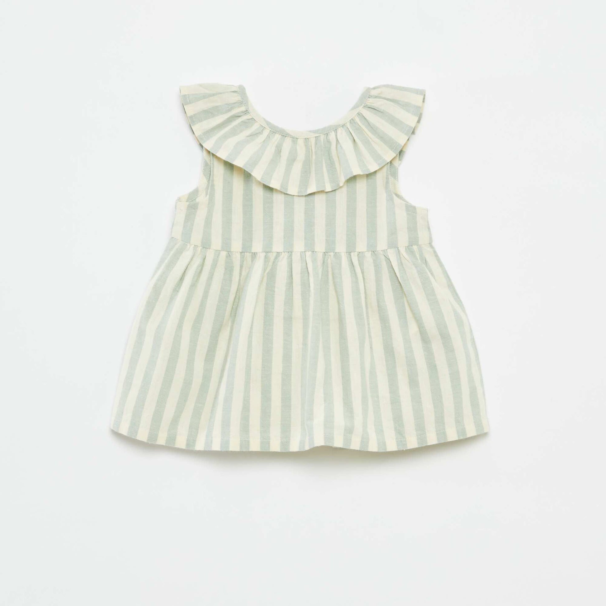Blouse sans manches avec plastron volanté VERT