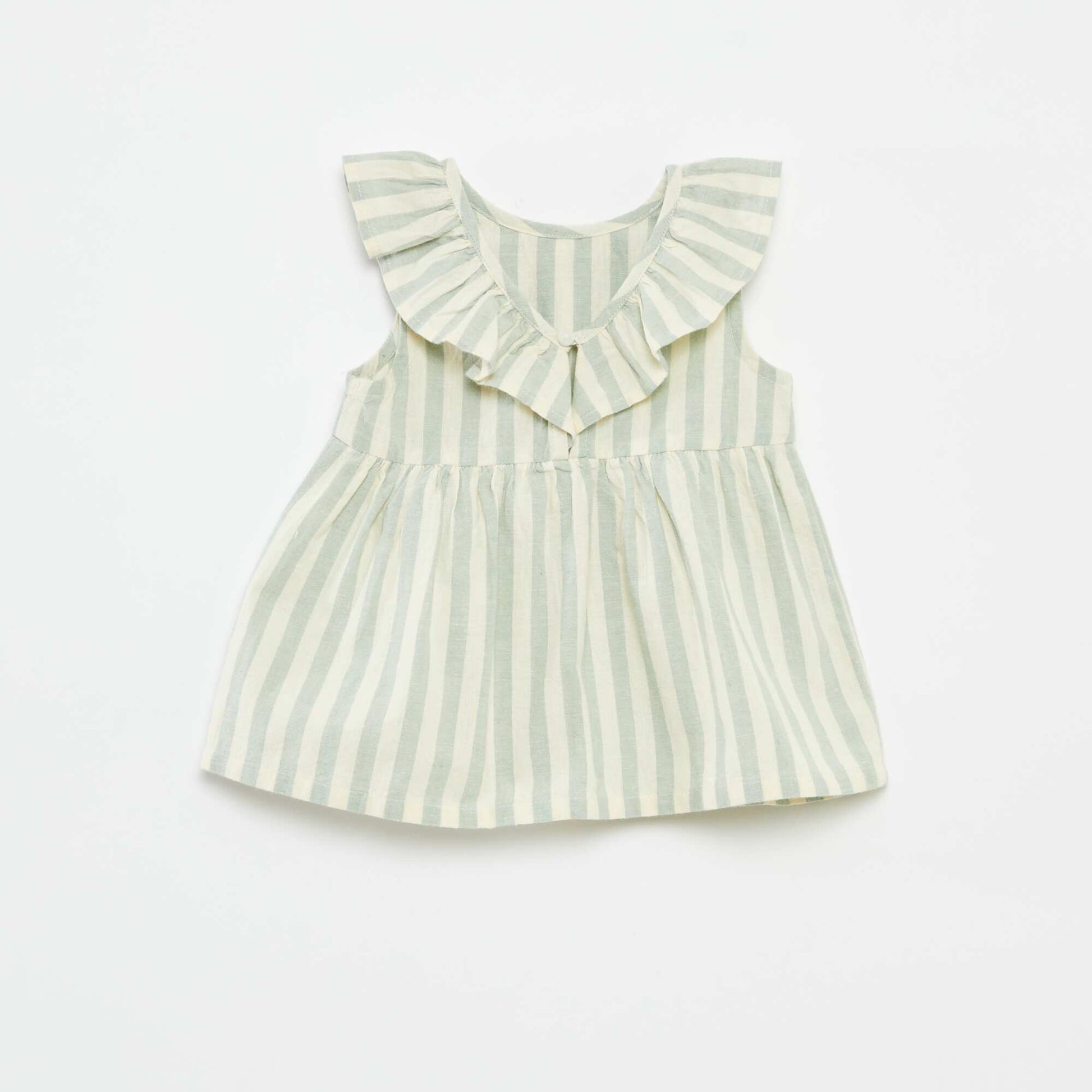 Blouse sans manches avec plastron volanté VERT