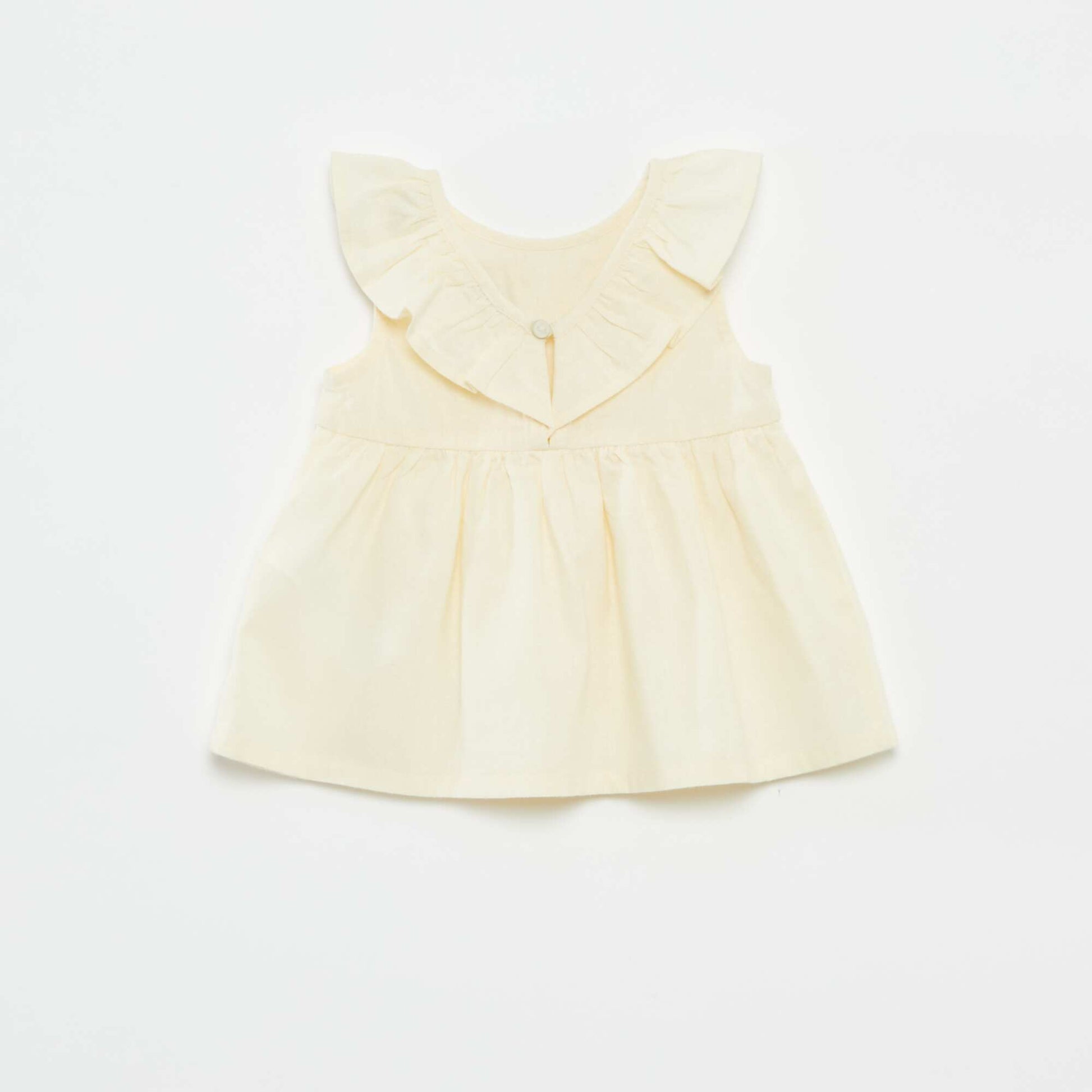 Blouse sans manches avec plastron volanté BEIGE