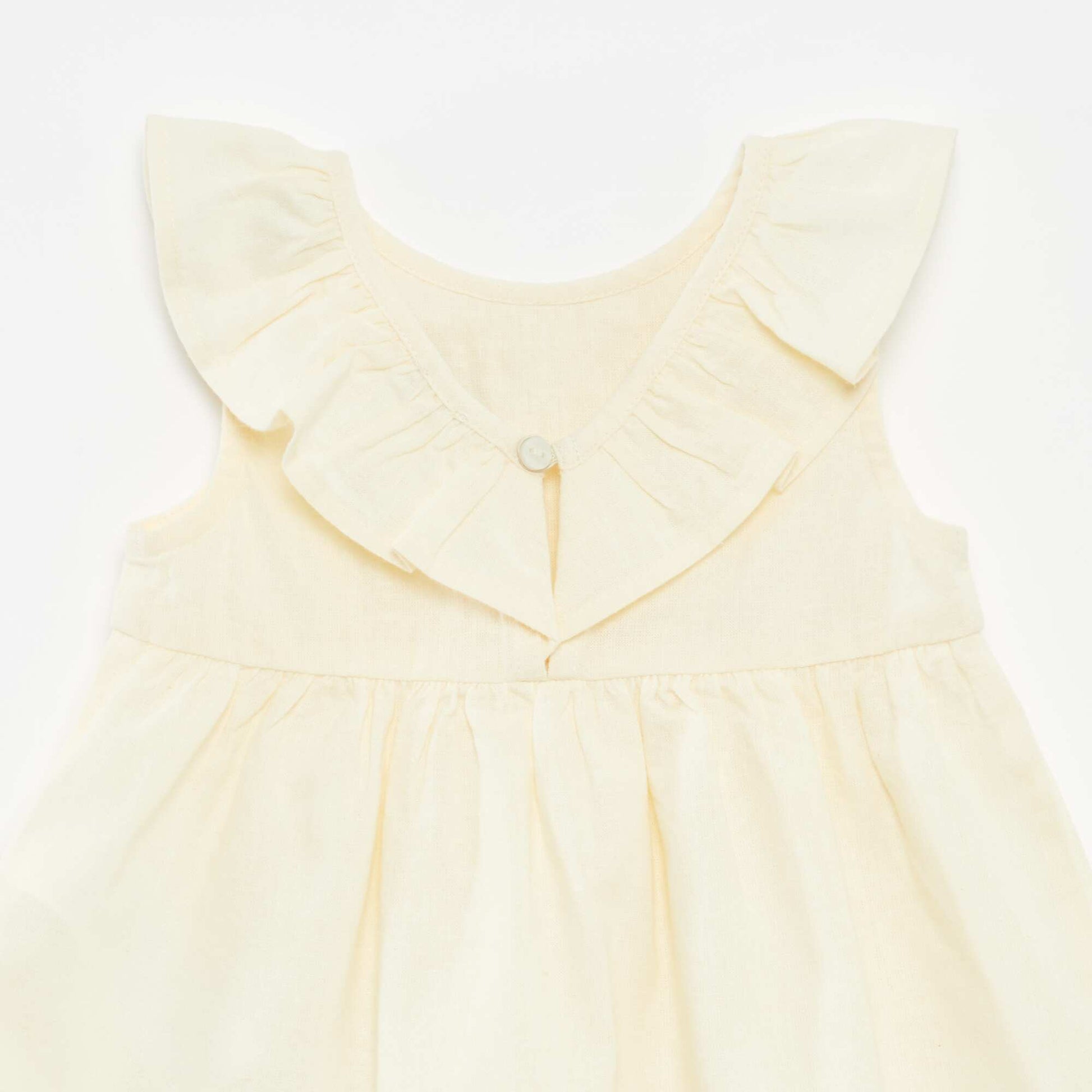 Blouse sans manches avec plastron volanté BEIGE