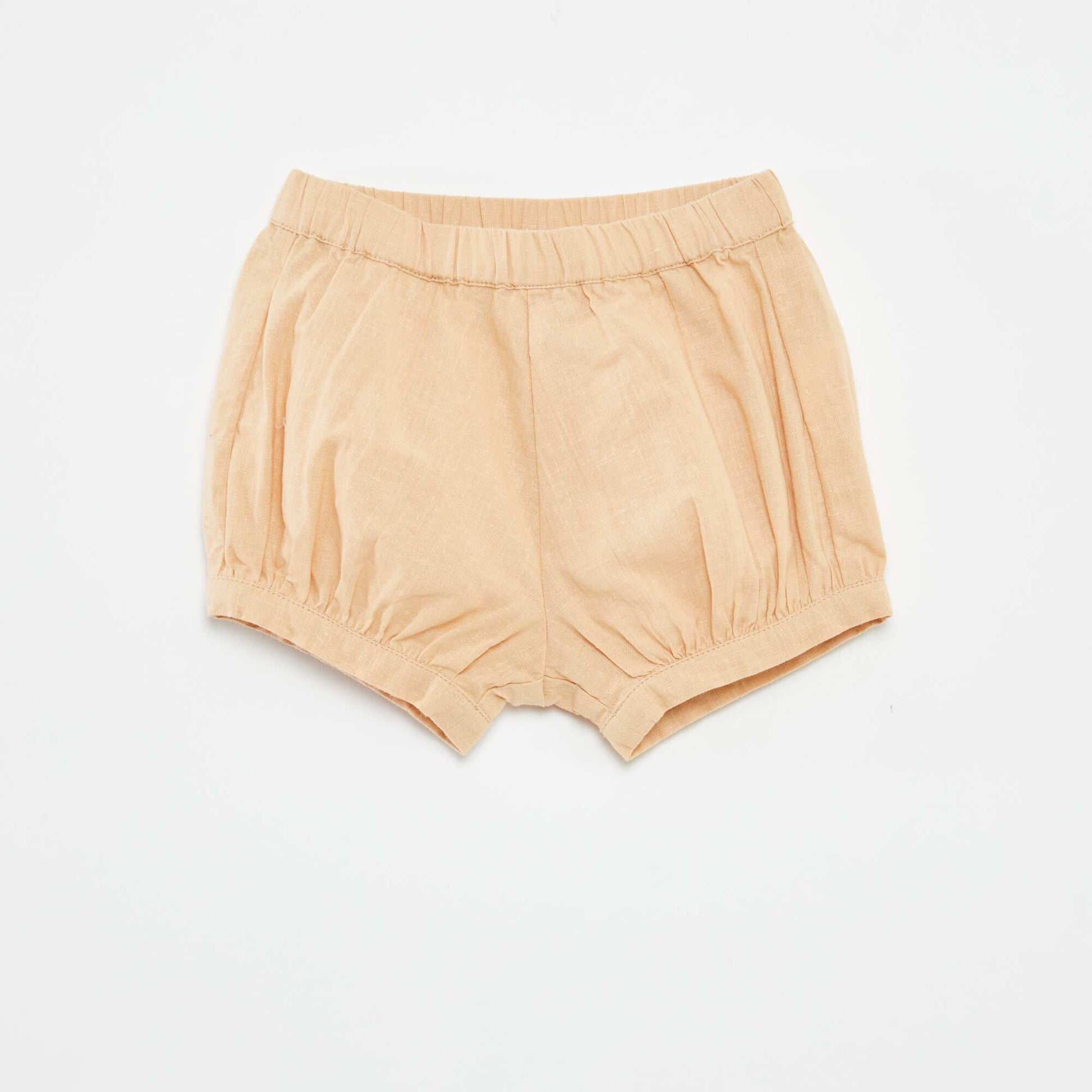 Short en lin mélangé uni MARRON