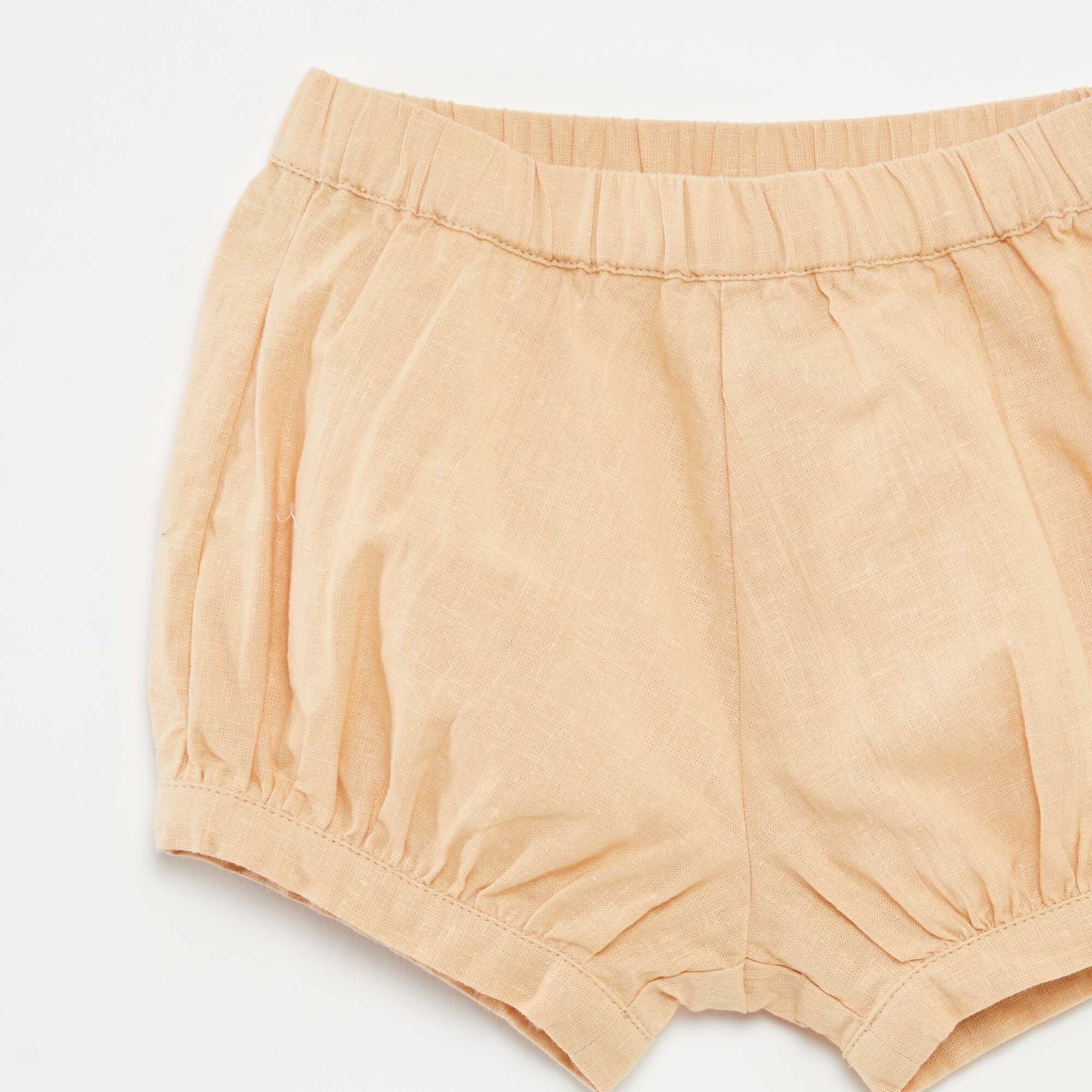 Short en lin mélangé uni MARRON