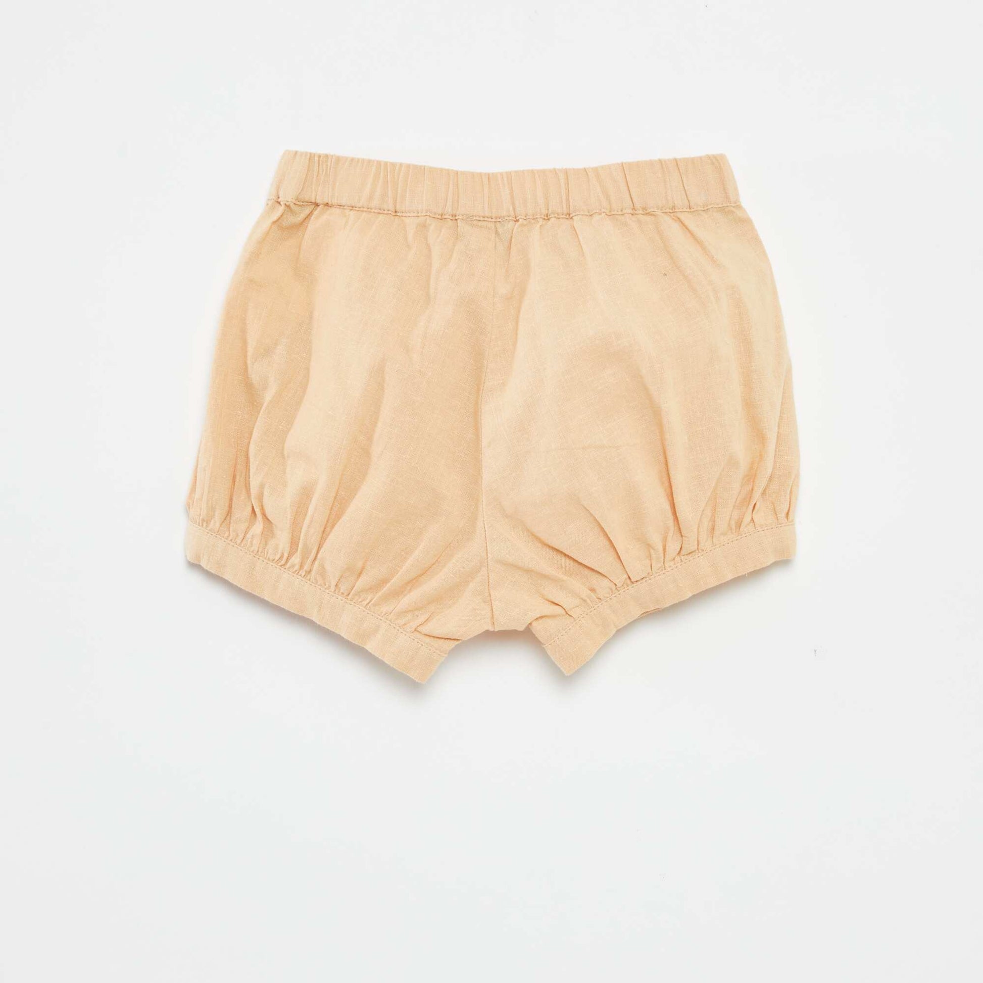 Short en lin mélangé uni MARRON
