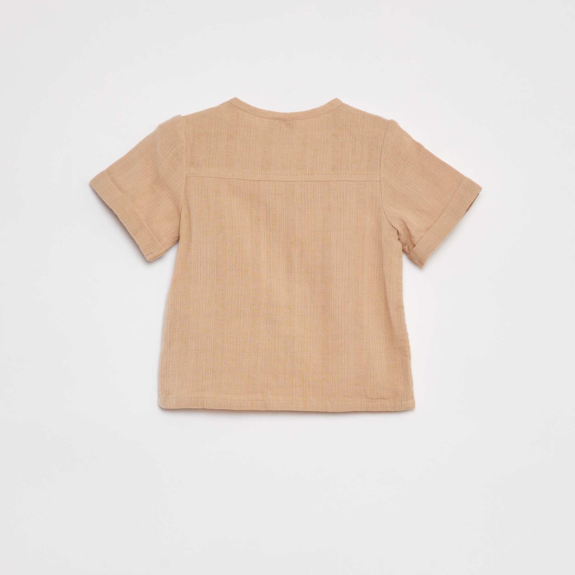 Chemise en gaze de coton à manches courtes BEIGE