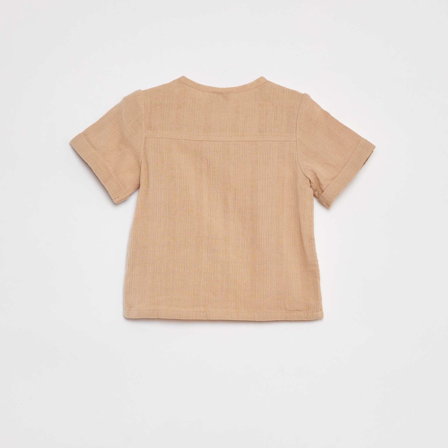 Chemise en gaze de coton à manches courtes BEIGE
