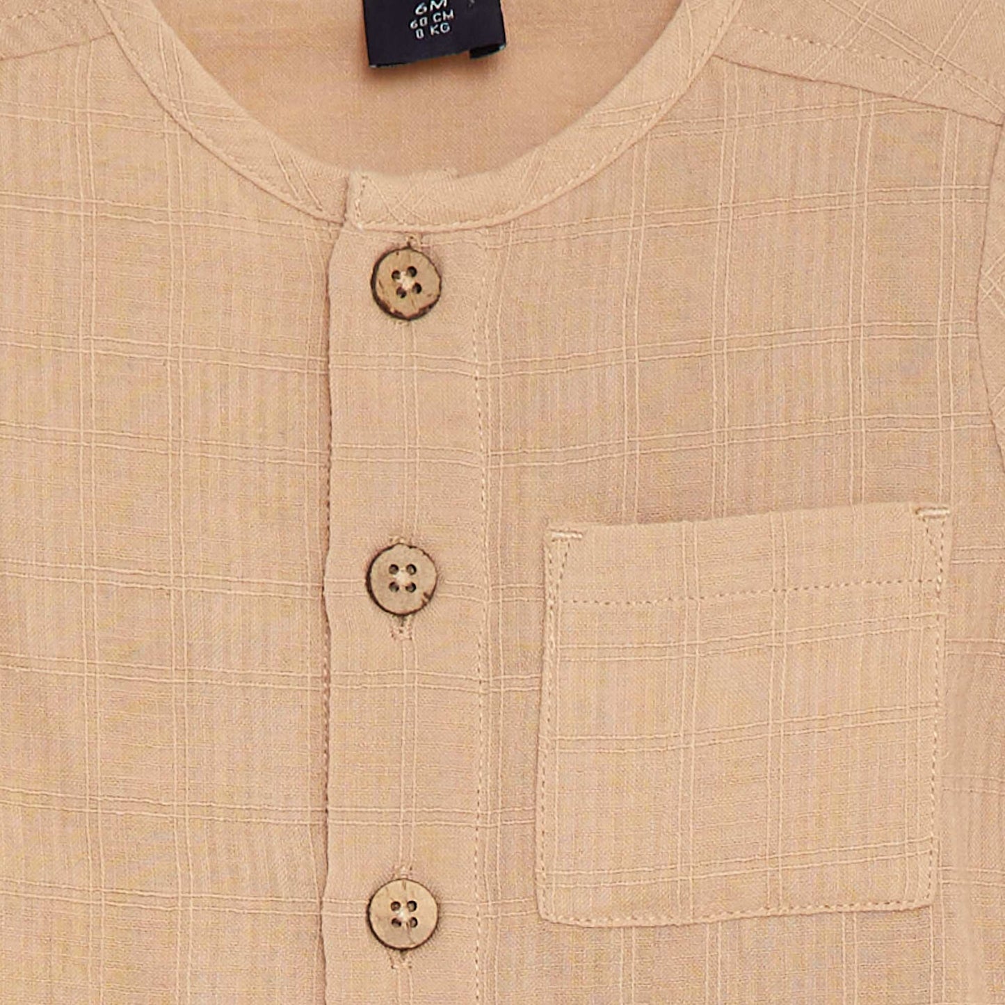 Chemise en gaze de coton à manches courtes BEIGE