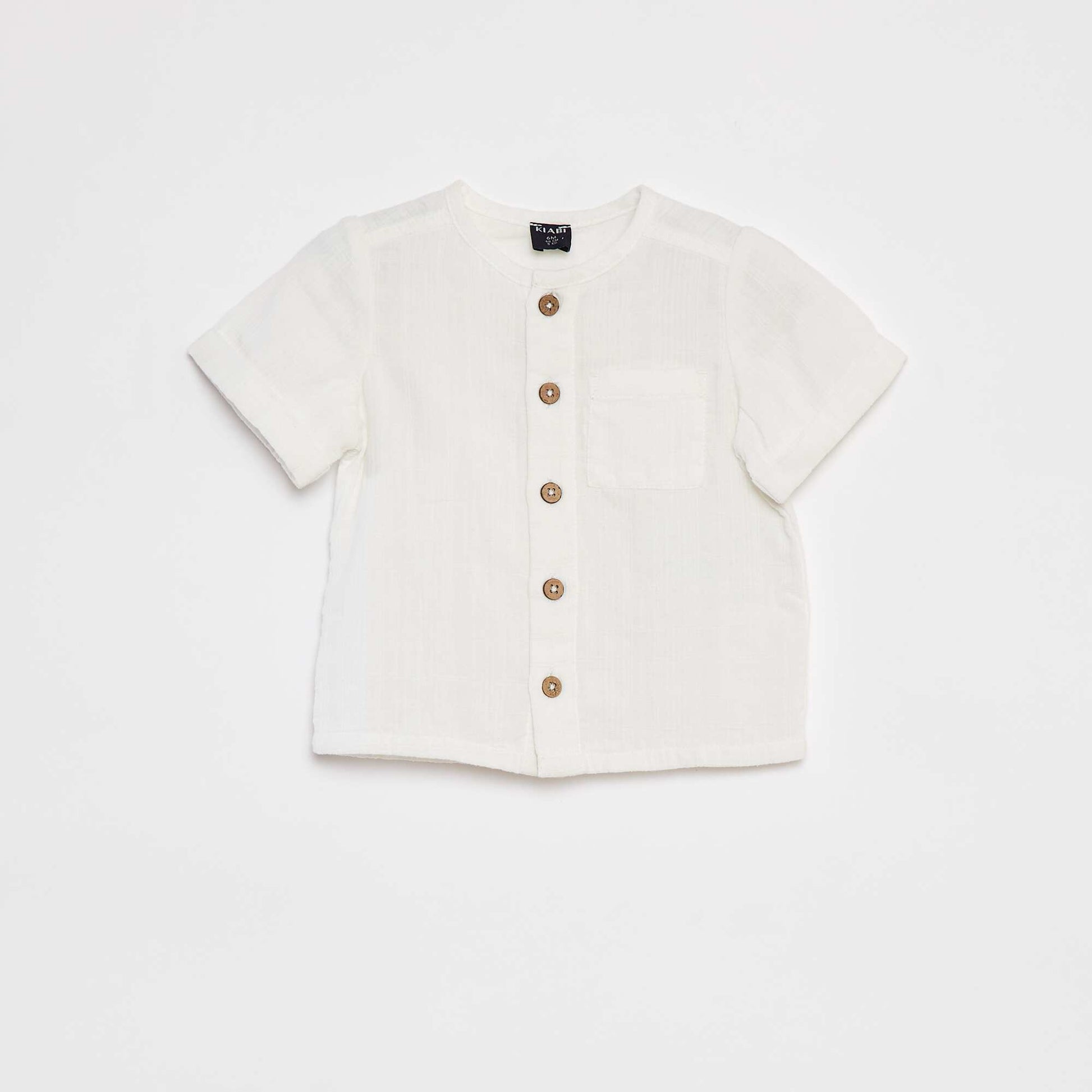 Chemise en gaze de coton à manches courtes BLANC