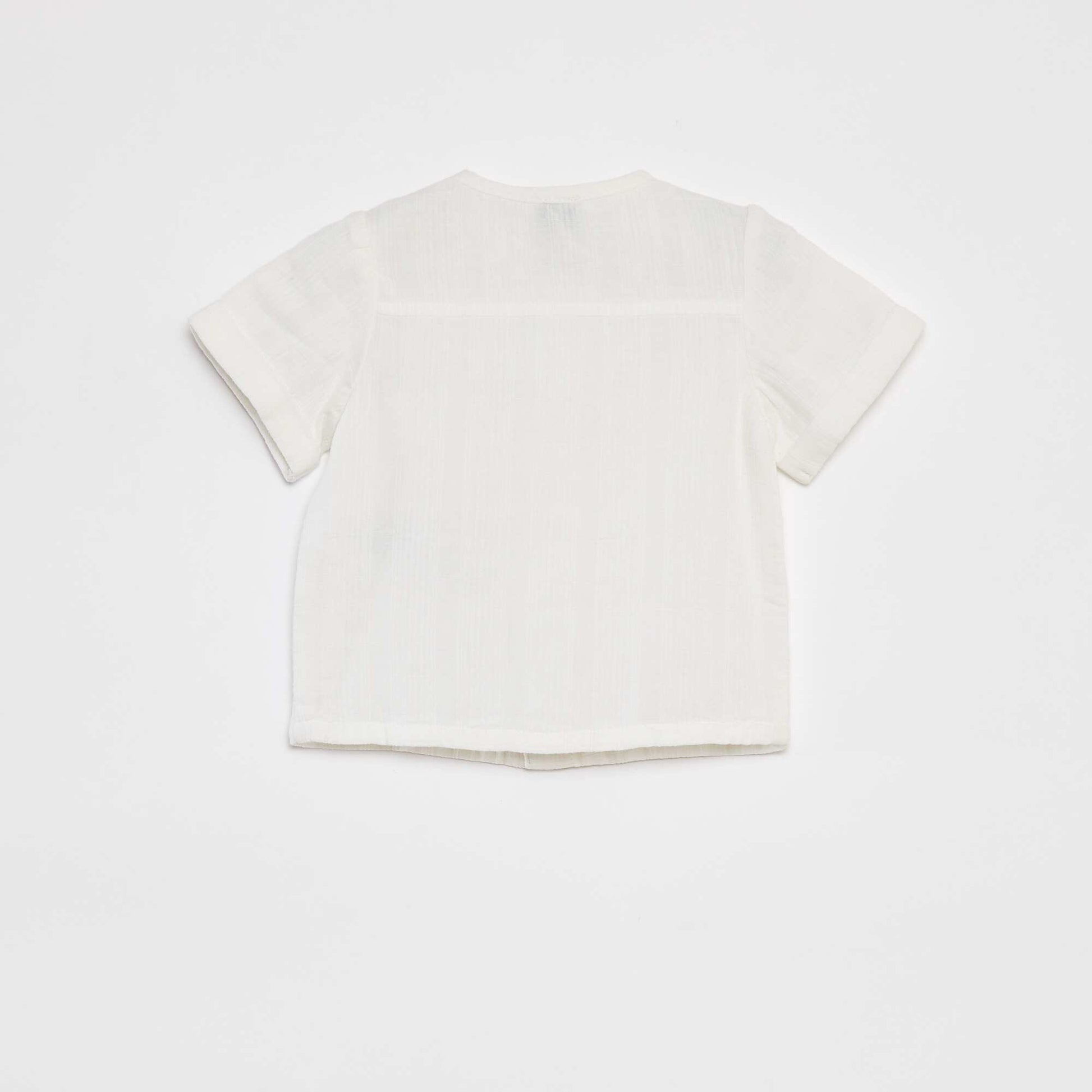 Chemise en gaze de coton à manches courtes BLANC