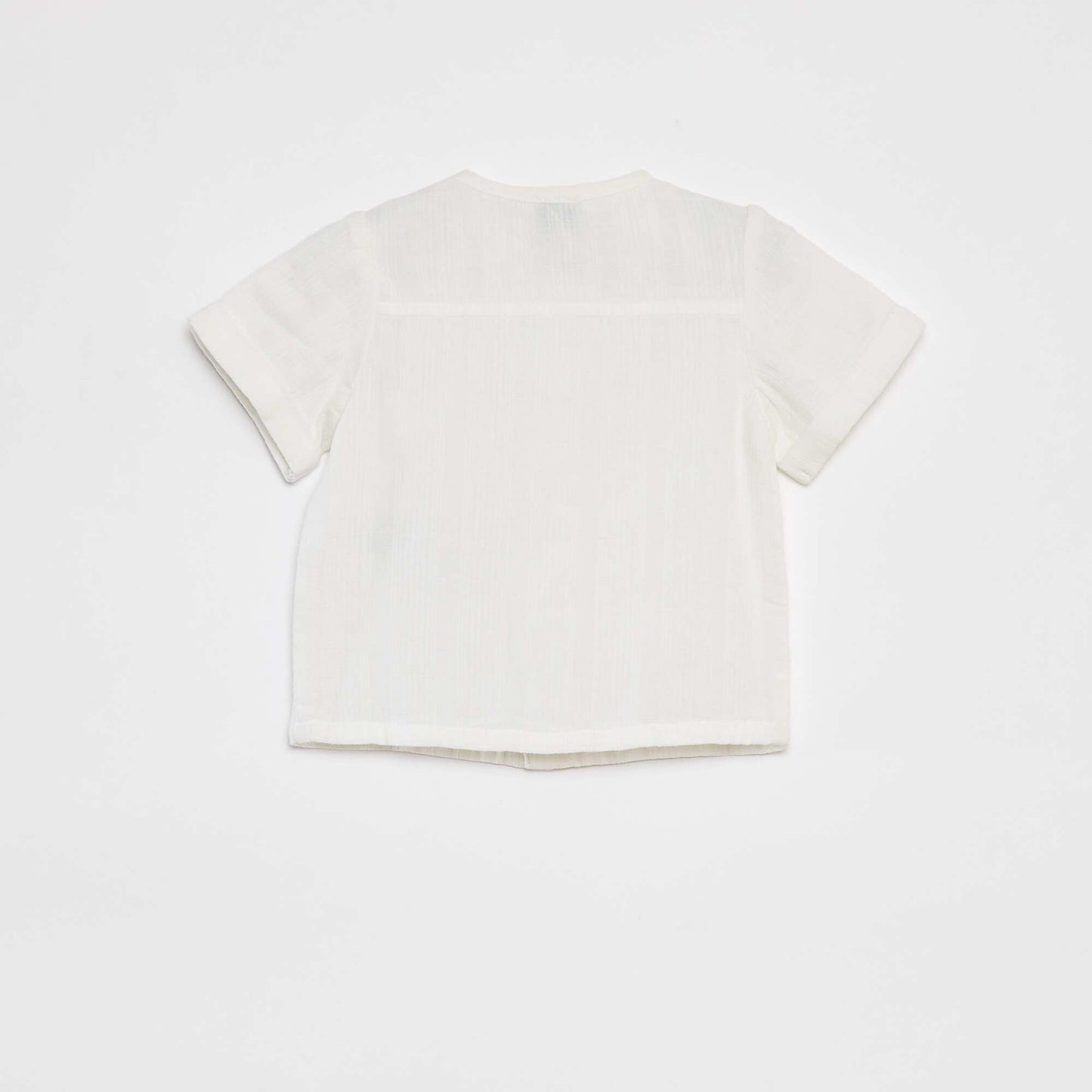 Chemise en gaze de coton à manches courtes BLANC