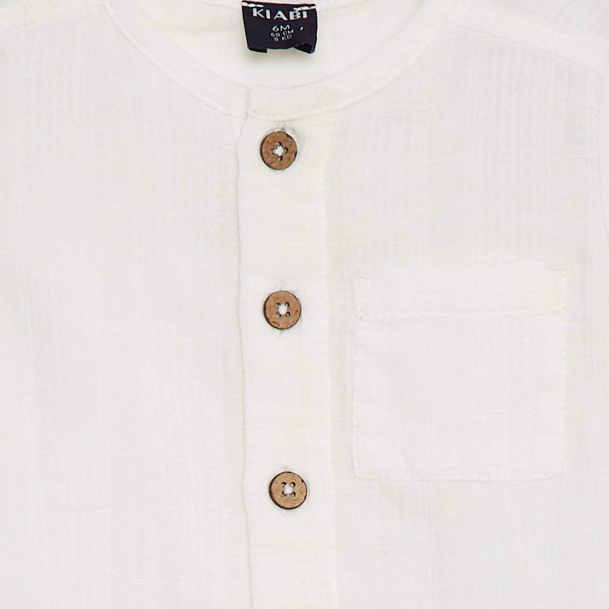 Chemise en gaze de coton à manches courtes BLANC