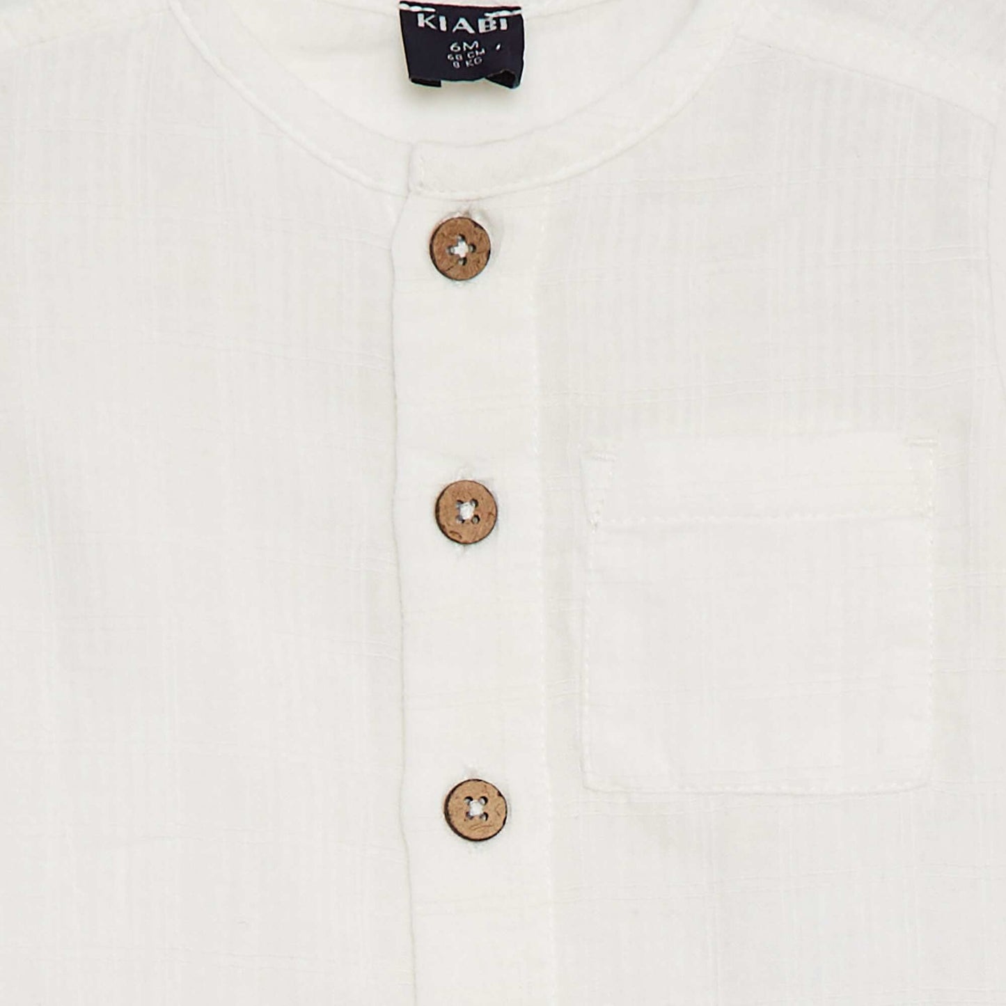 Chemise en gaze de coton à manches courtes BLANC