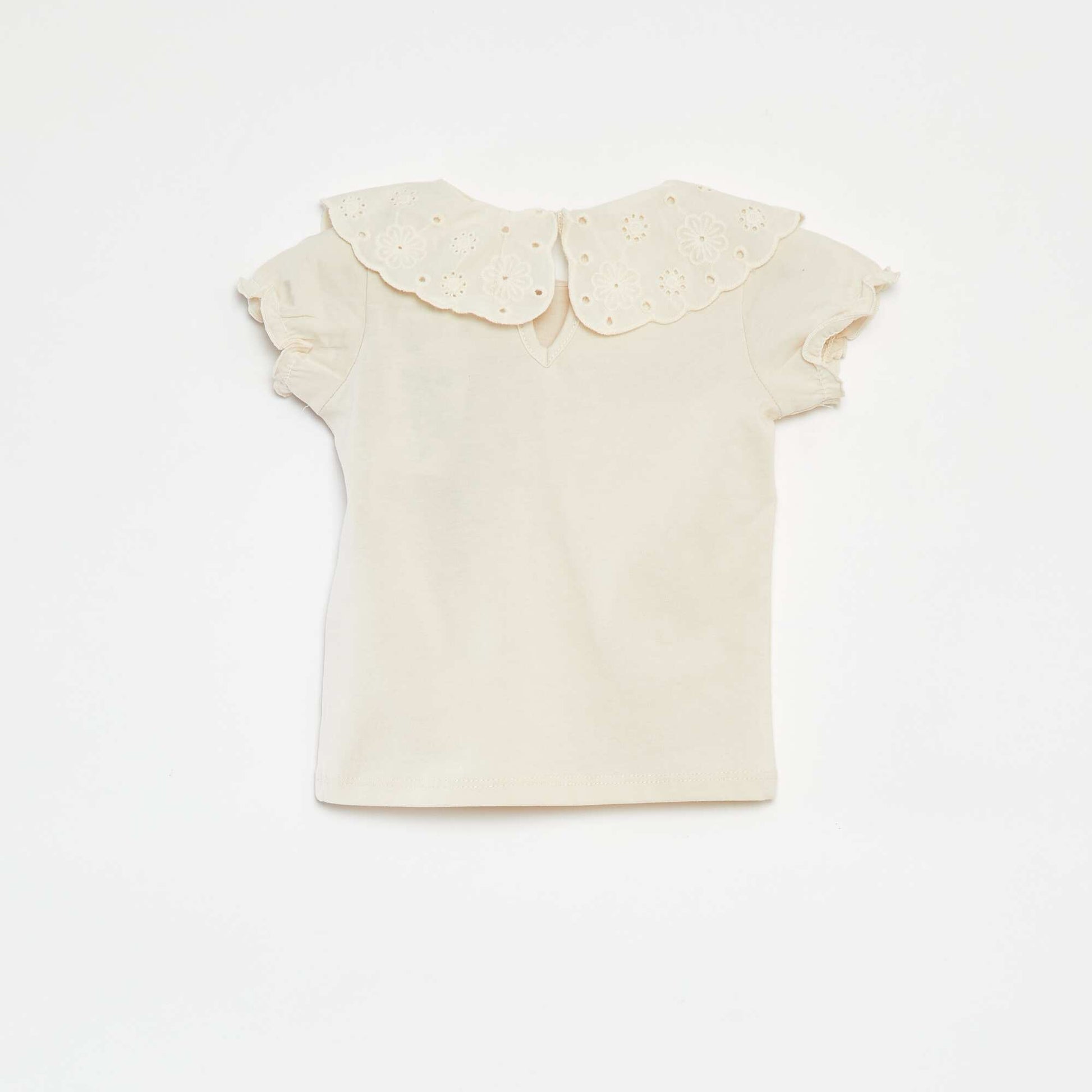 T-shirt à manches courtes et col fantaisiste BLANC