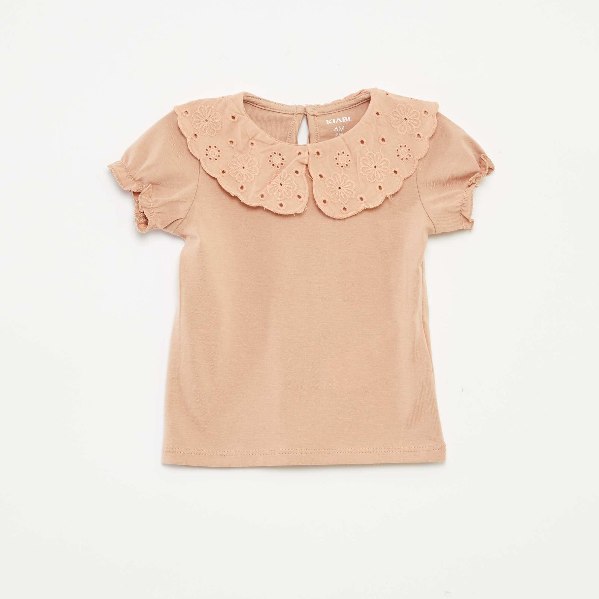 T-shirt à manches courtes et col fantaisiste ROSE