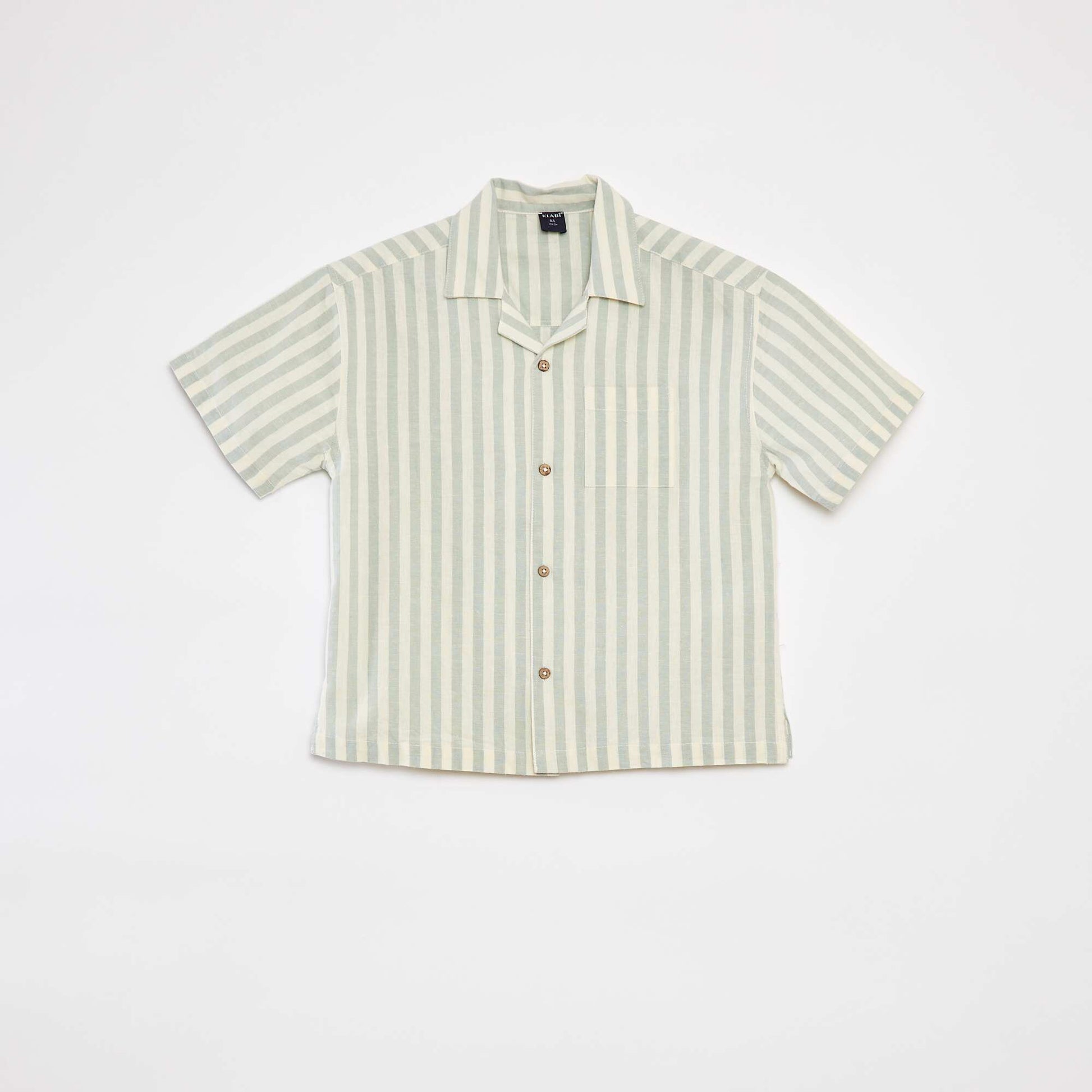 Chemise manches courtes rayée VERT