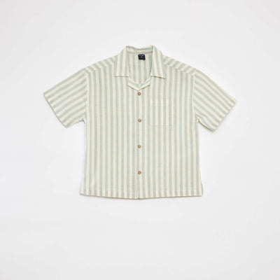 Chemise manches courtes rayée VERT