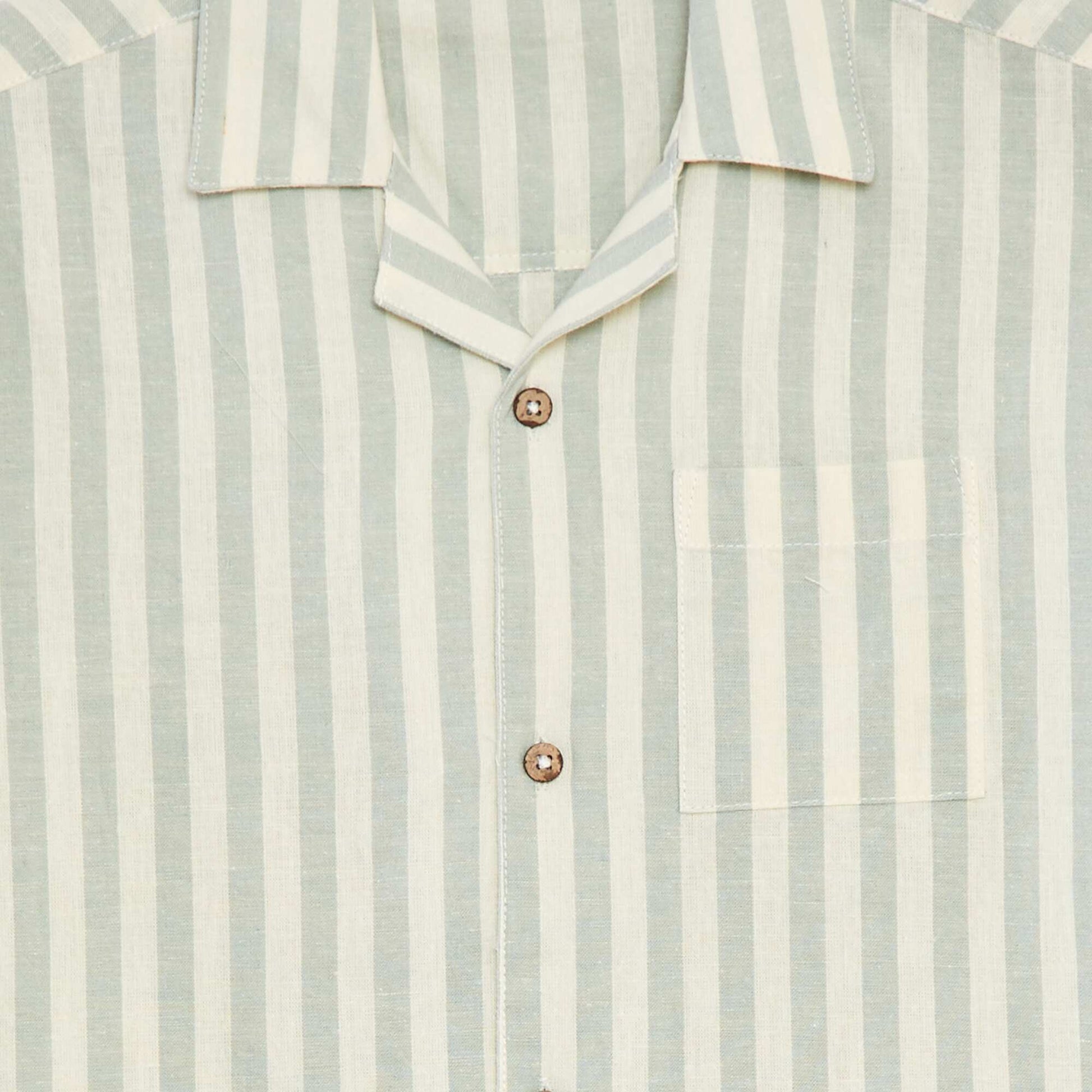 Chemise manches courtes rayée VERT