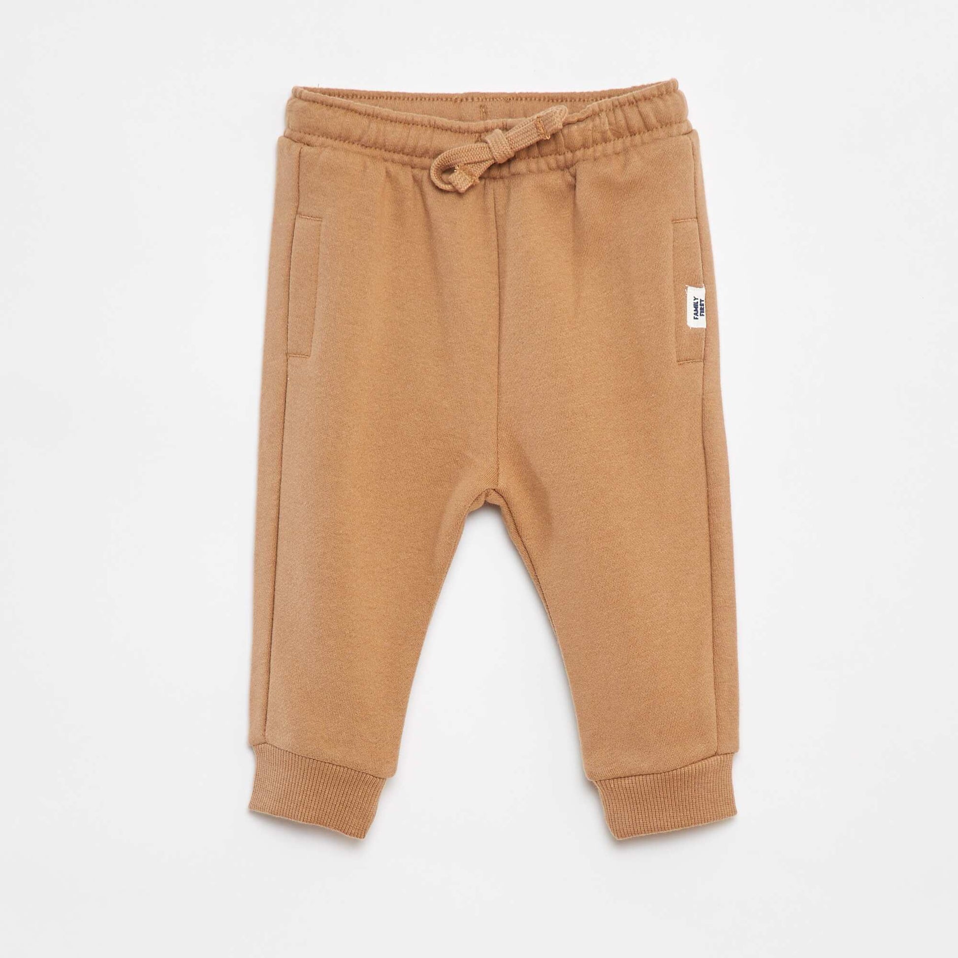 Pantalon jogging uni avec taille élastiquée BEIGE