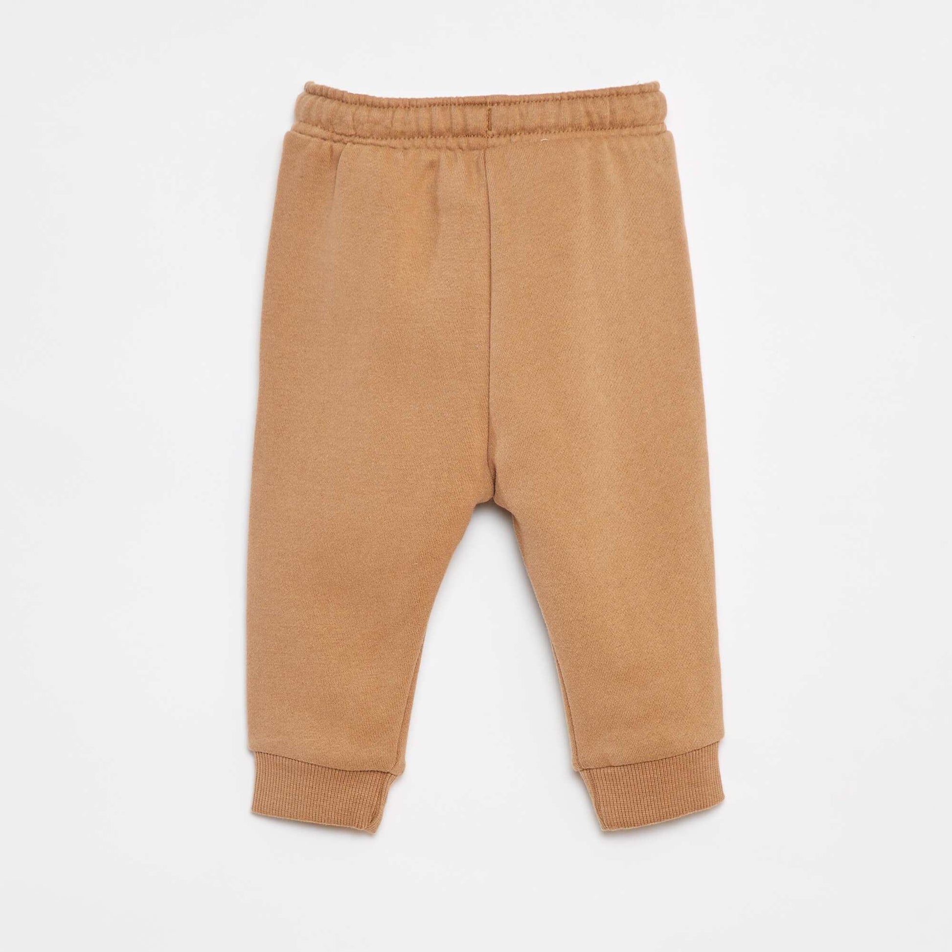 Pantalon jogging uni avec taille élastiquée BEIGE