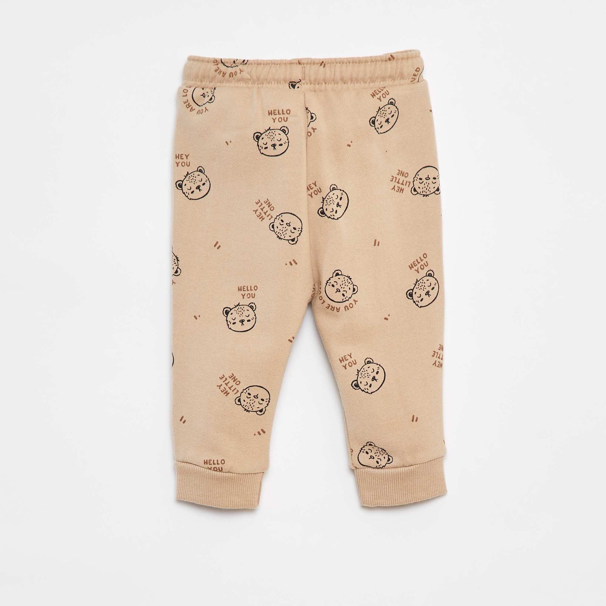 Pantalon jogging uni avec taille élastiquée BEIGE